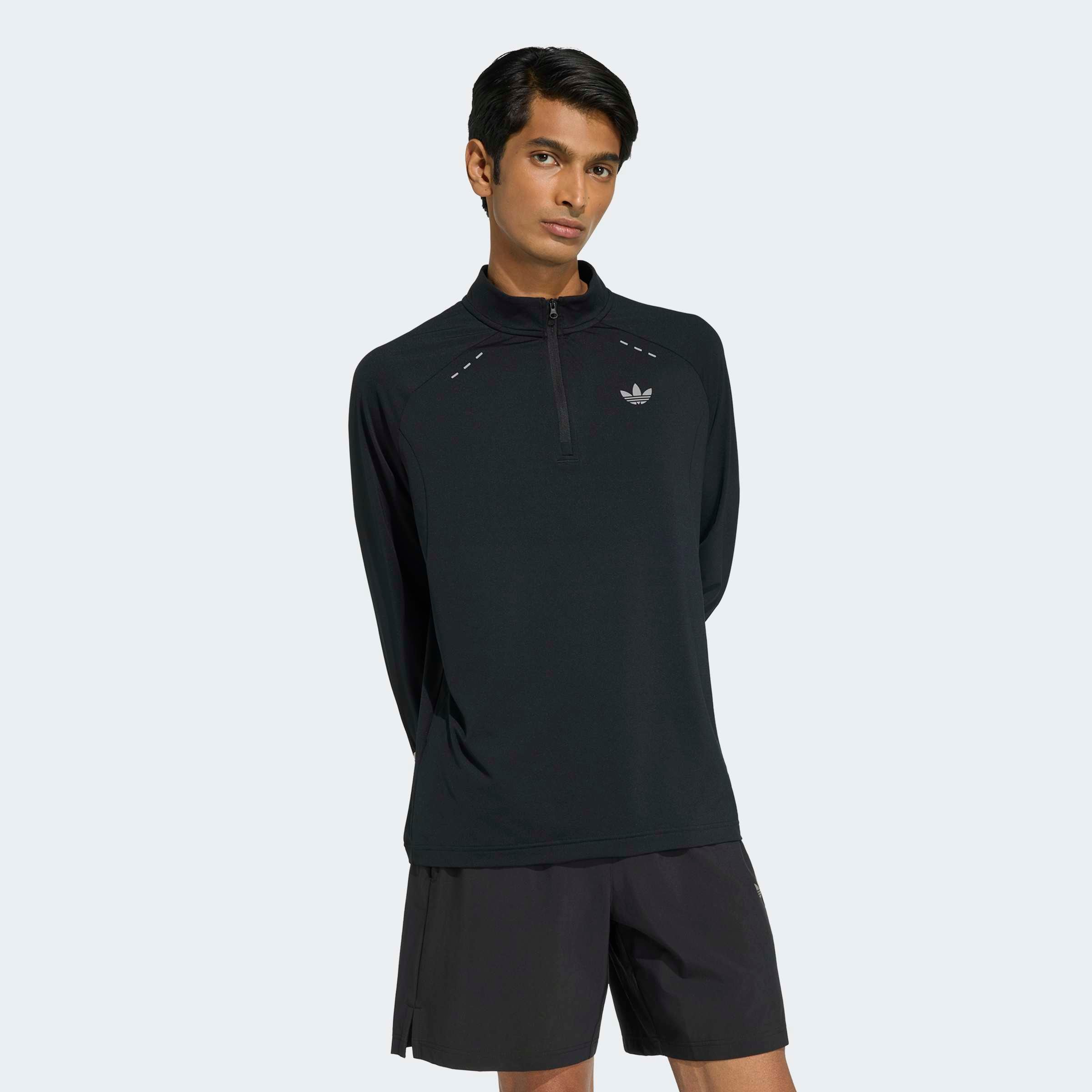 Image of adidas Originals Langarmshirt "TECH TREFOIL ESSENTIALS, REISSVERSCHLUSS BIS ZUR BRUST" sportlicher Stil, für Sportmode und Streetwear, mit Rundhalsausschnitt