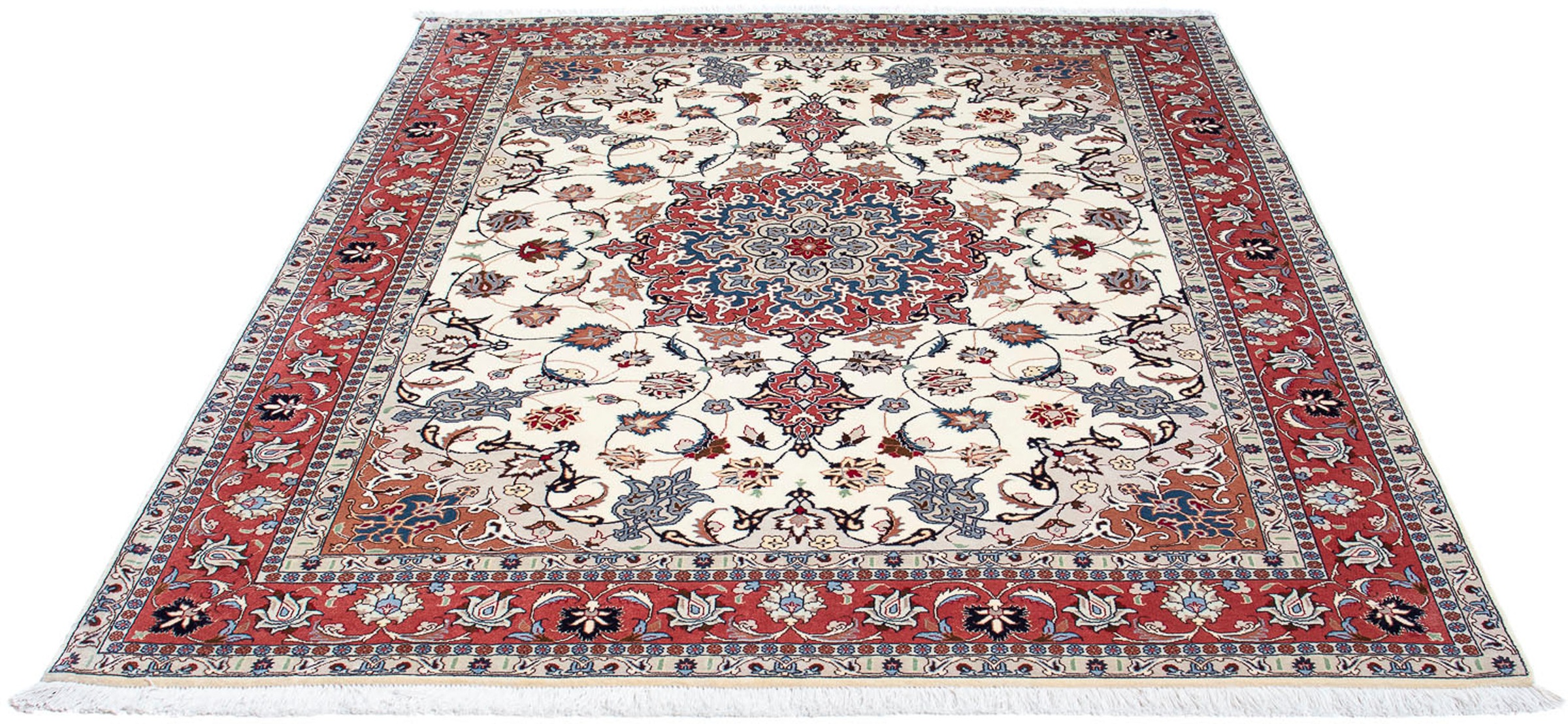 Image of morgenland Orientteppich »Perser - Täbriz - Royal - 194 x 153 cm - beige«, rechteckig, 7 mm Höhe, Wohnzimmer, Handgeknüpft, Einzelstück mit Zertifikat bei Ackermann Versand Schweiz