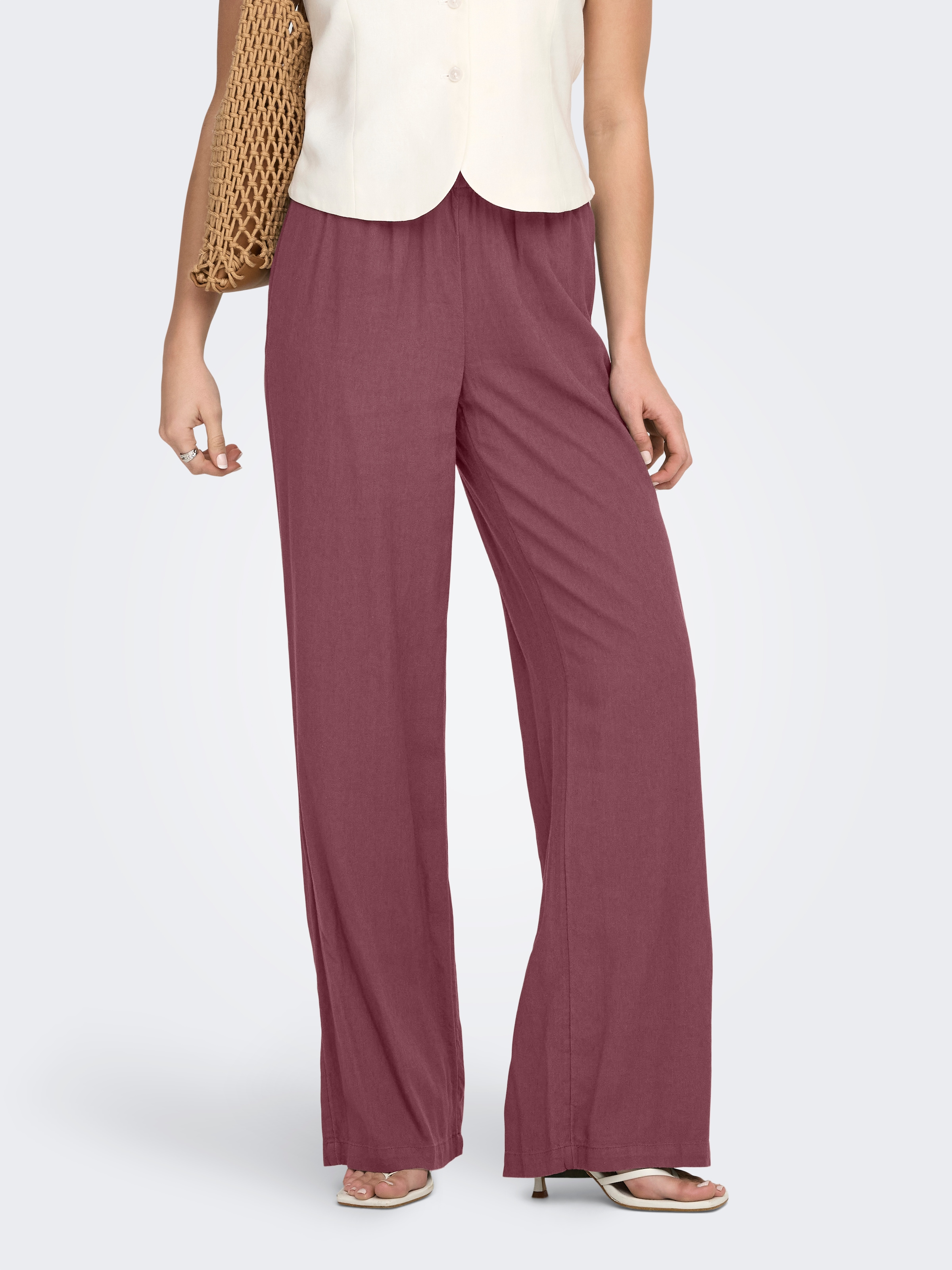 Image of ONLY Schlupfhose "ONLGOA MW LINEN BL PULL-UP PANT CC PNT" mit Leinen