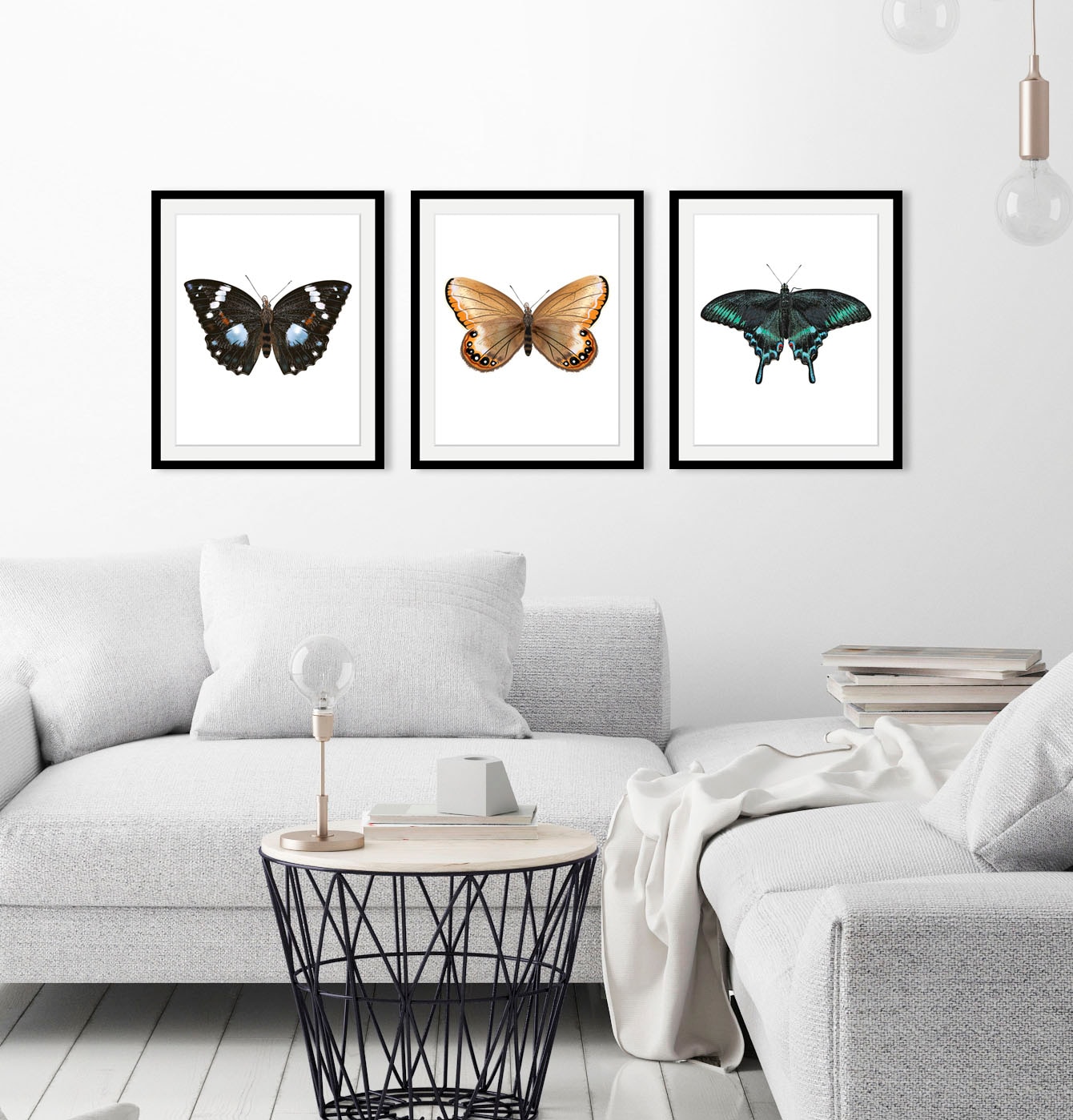 Image of queence Bild "Lana" Insekten Kunst Schmetterlinge 1 Stk. tlg. HD Premium Poster-Druck inkl. Holzrahmen