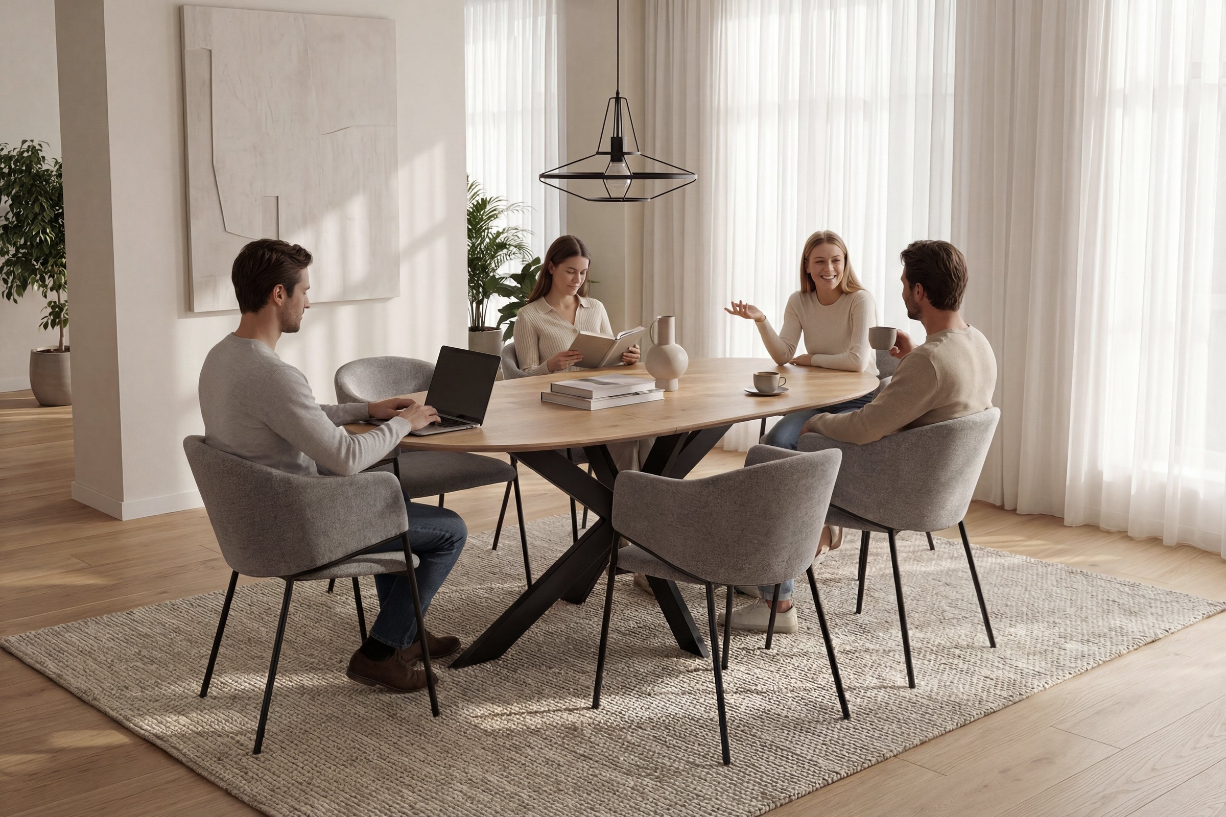 byLIVING Chaise de salle à manger »YORK« (Ensemble) 2 cuisStrukturstoff in grau, bis 110 kg, Schaumstoff, 4-Fussgestell