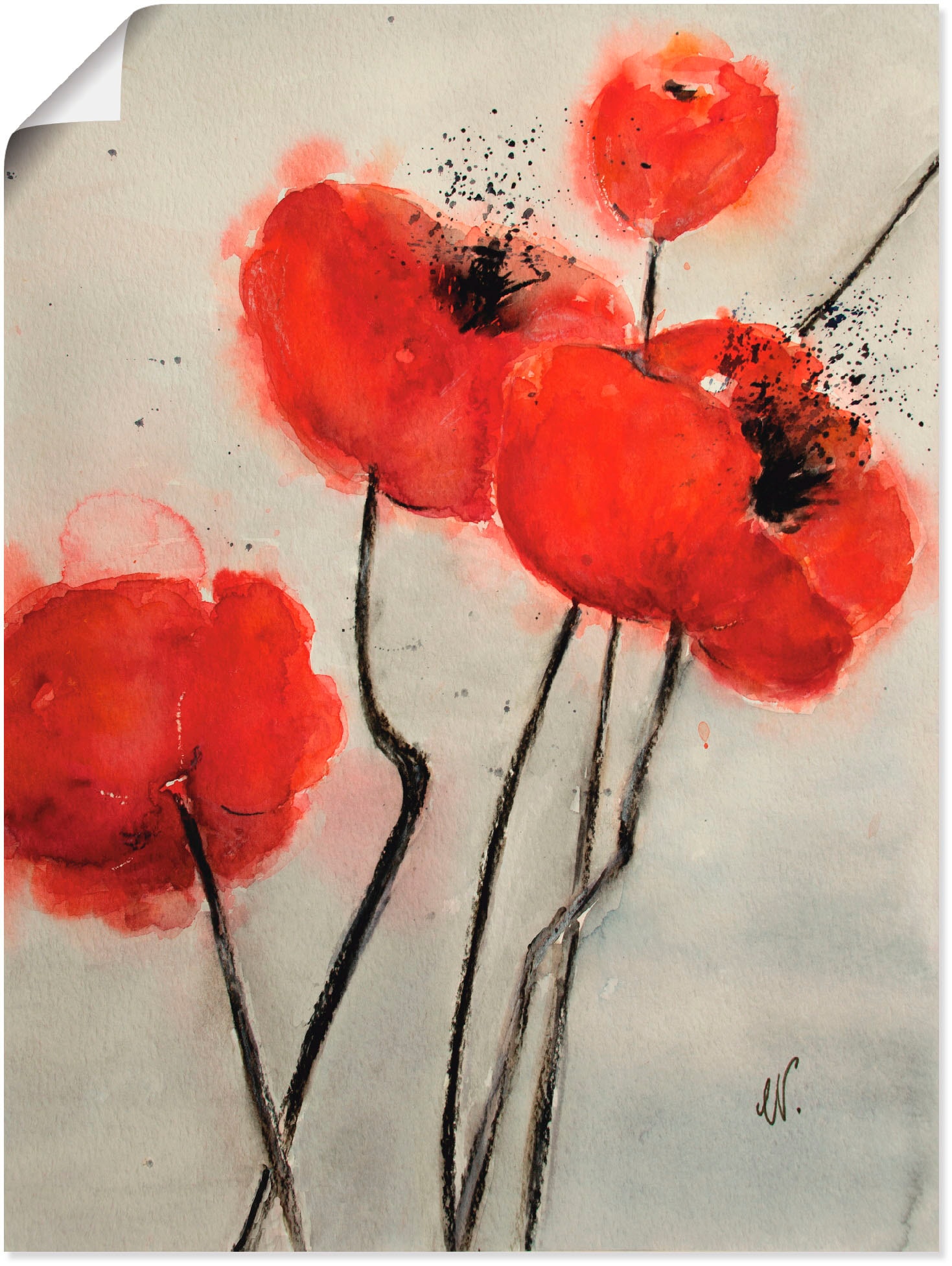 Wandbild »Roter Mohn«, Blumen, (1 St.), als Leinwandbild, Poster in verschied. Grössen