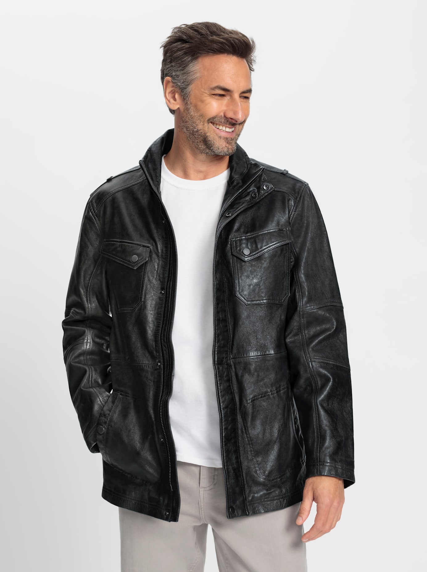Marco Donati Lederjacke, ohne Kapuze