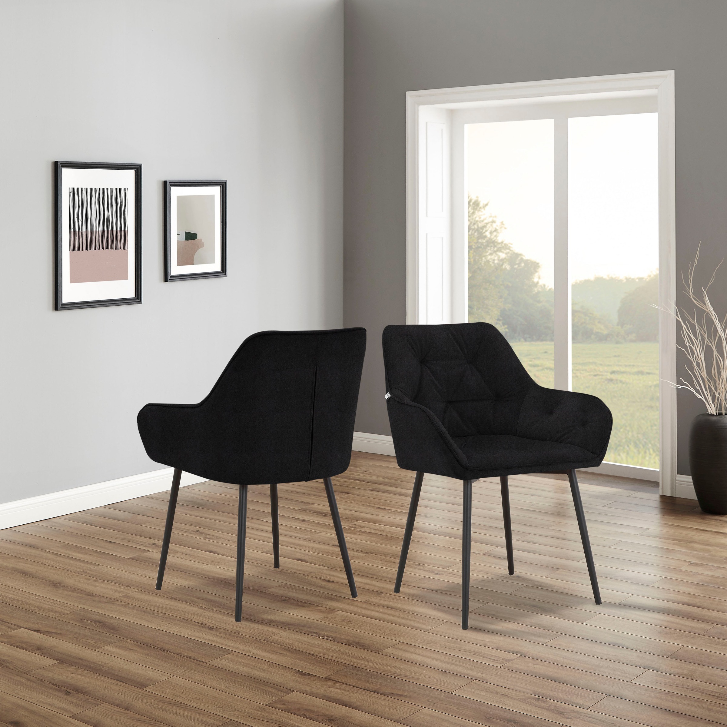 Image of andas Armlehnstuhl »Betty«, (Set), 1 St., Samtvelours, im 1er und 2er Set erhältlich, mit weichem Samtvelours Bezug, mit zwei unterschiedlichen Beinfarben schwarz und eichefarben auswählbar, Sitzhöhe 49 cm bei Ackermann Versand Schweiz