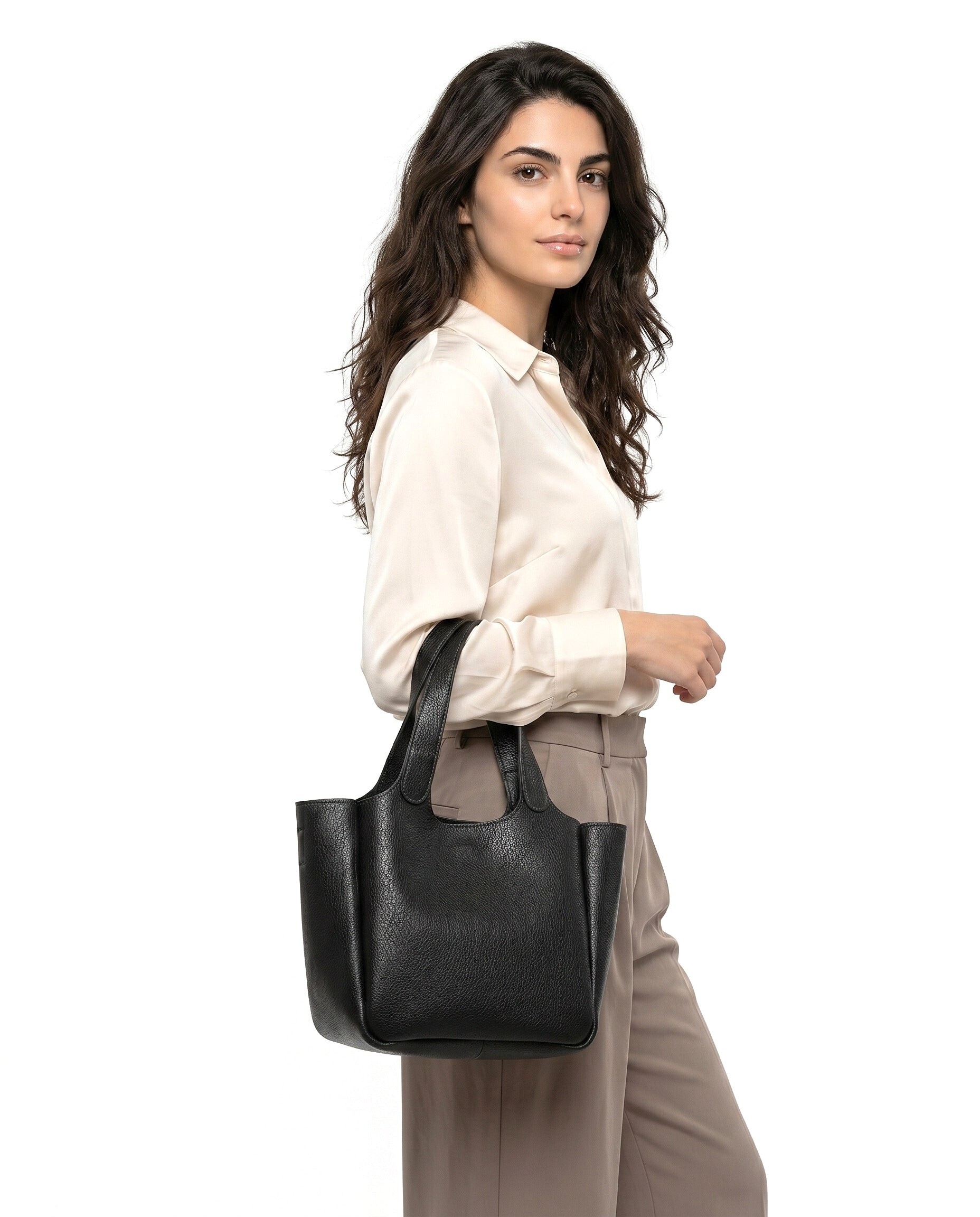 Cluty Henkeltasche echt Leder, Made in Italy