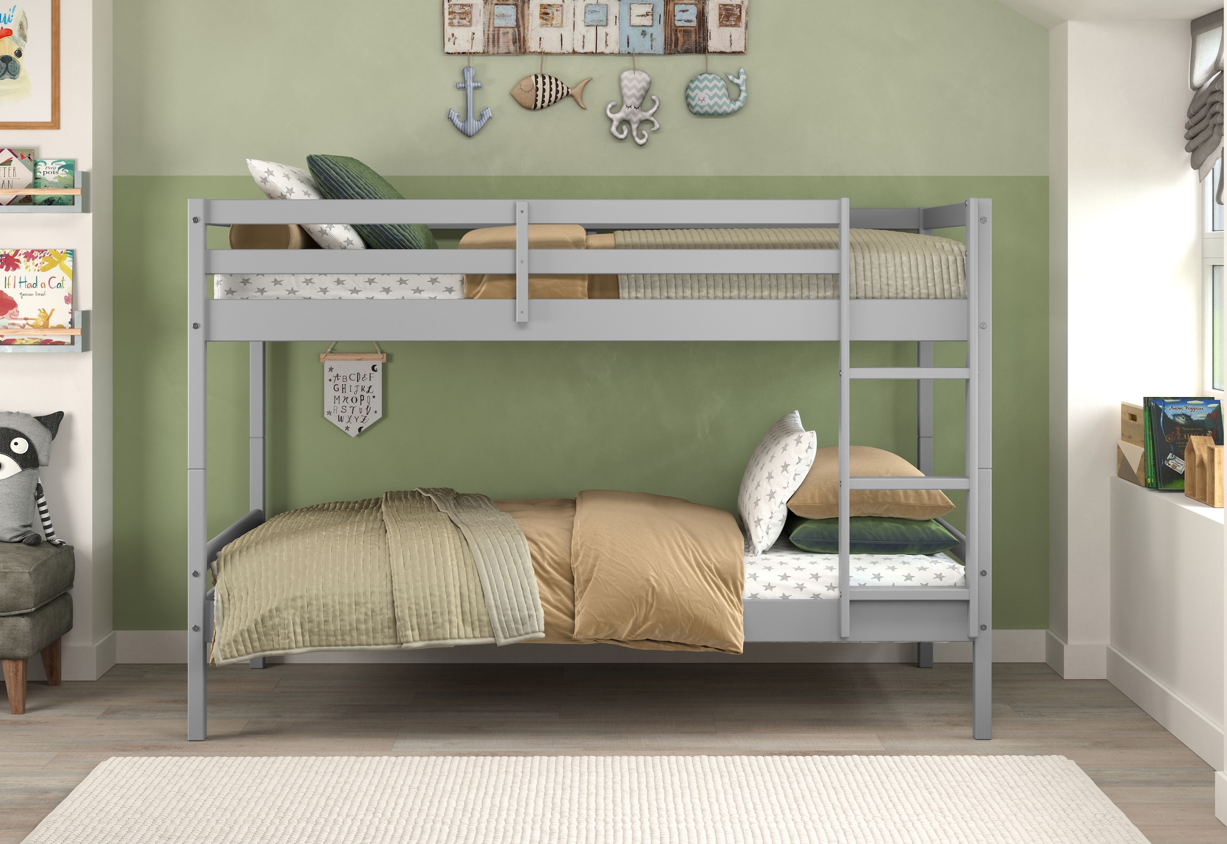 Lüttenhütt Lit superposé »Mora Bett Kinderbett Leiterbett Stockbett Holzbett Bestseller« 1 cuis tlg. Teilbares Etagenbett aus Massivholz - (B/T/H): 100/208/140 cm Hochbett