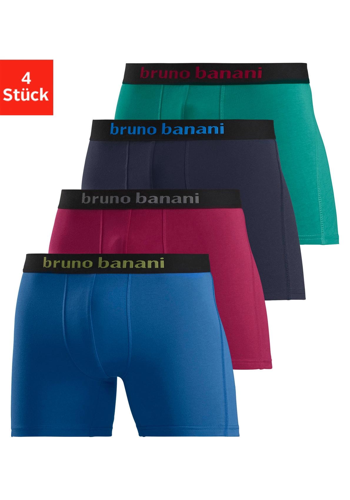 Bruno Banani Boxer »Boxershorts für Herren« Paquet, 4 cuis mit längerem Bein und auffälligen Logobund