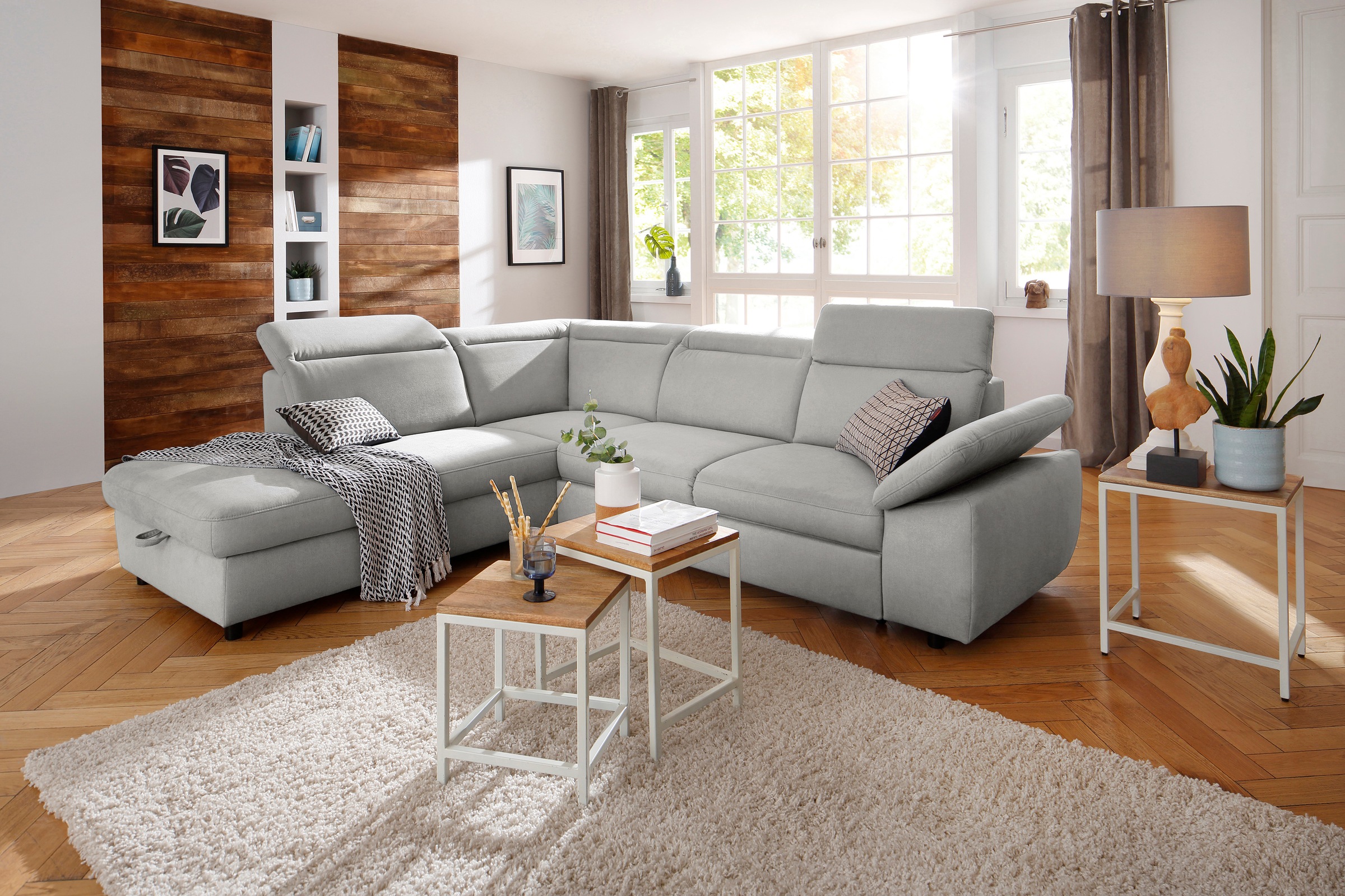 Image of Home affaire Ecksofa »Mauritius«, mit Ottomane, mit Kopfteil- und Armlehnverstellung, wahlweise mit Bettfunktion und Bettkasten bei Ackermann Versand Schweiz