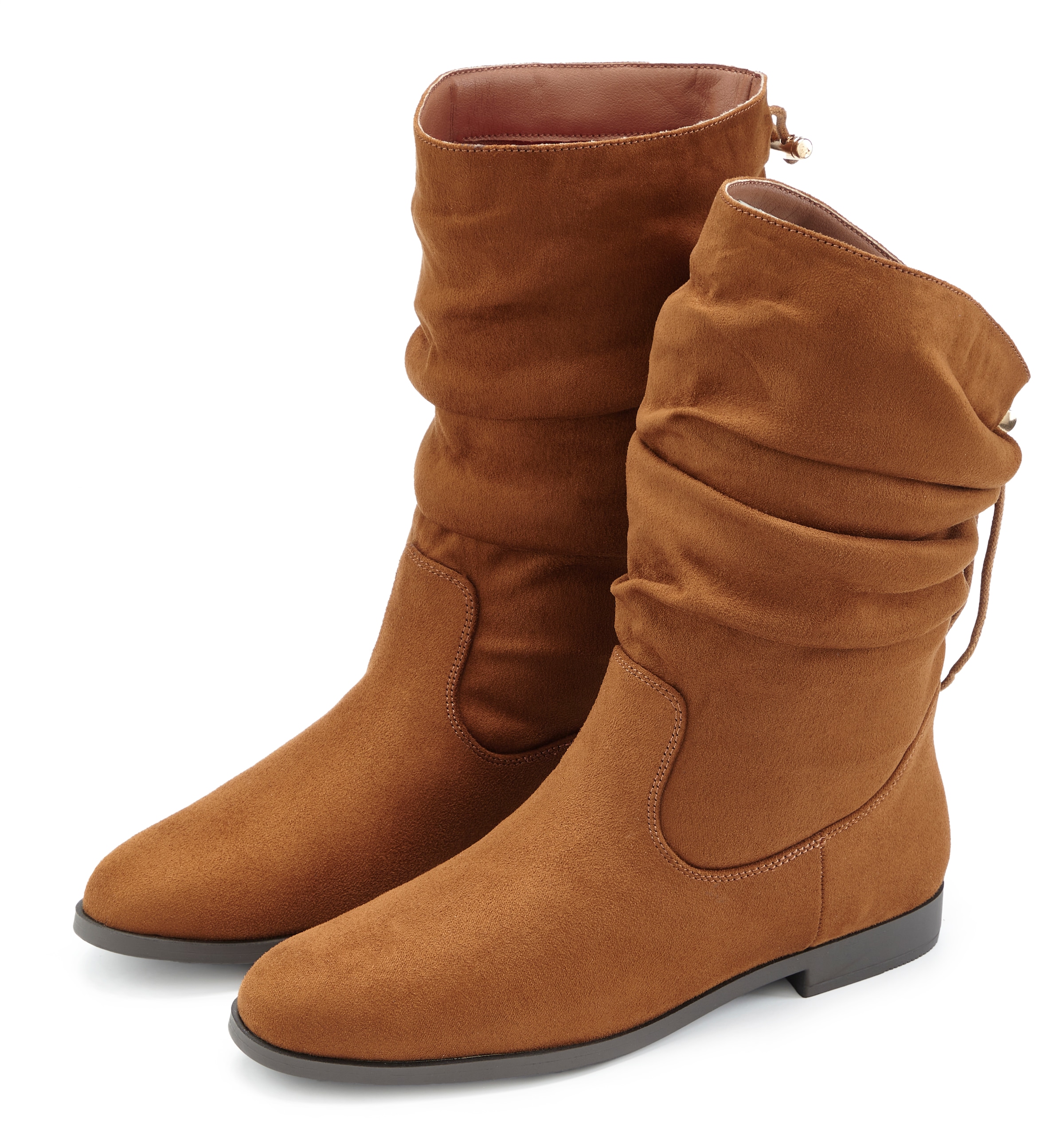 Image of LASCANA Stiefel "Stiefelette, Slouchy Boots, Herbststiefelette," NEU mit Gummi-Kordelzug, in zwei verschiedenen Längen tragbar VEGAN