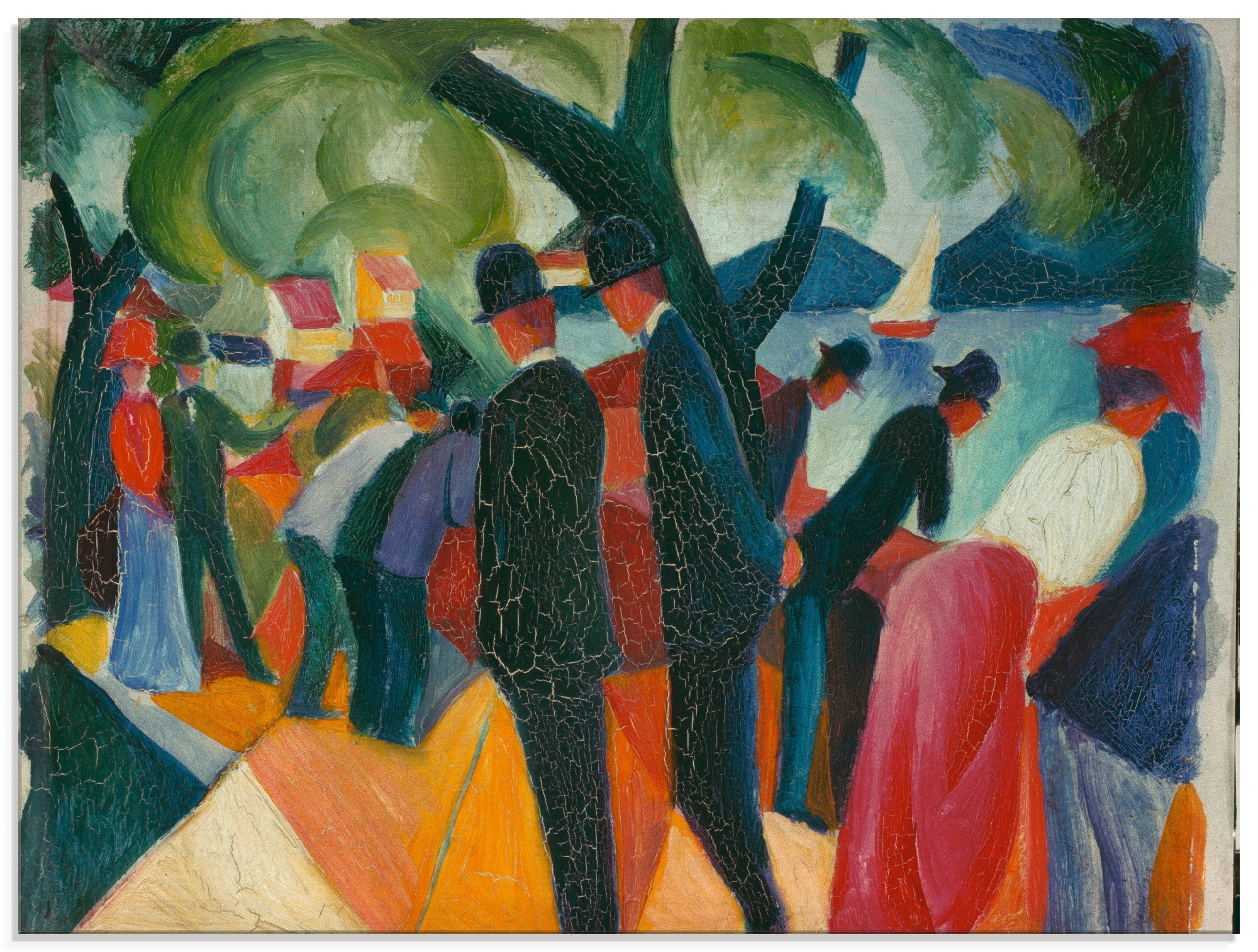 Artland Glasbild »Spaziergang auf der Brücke. 1913«, Gruppen & Familien, (1 St.), in verschiedenen Grössen