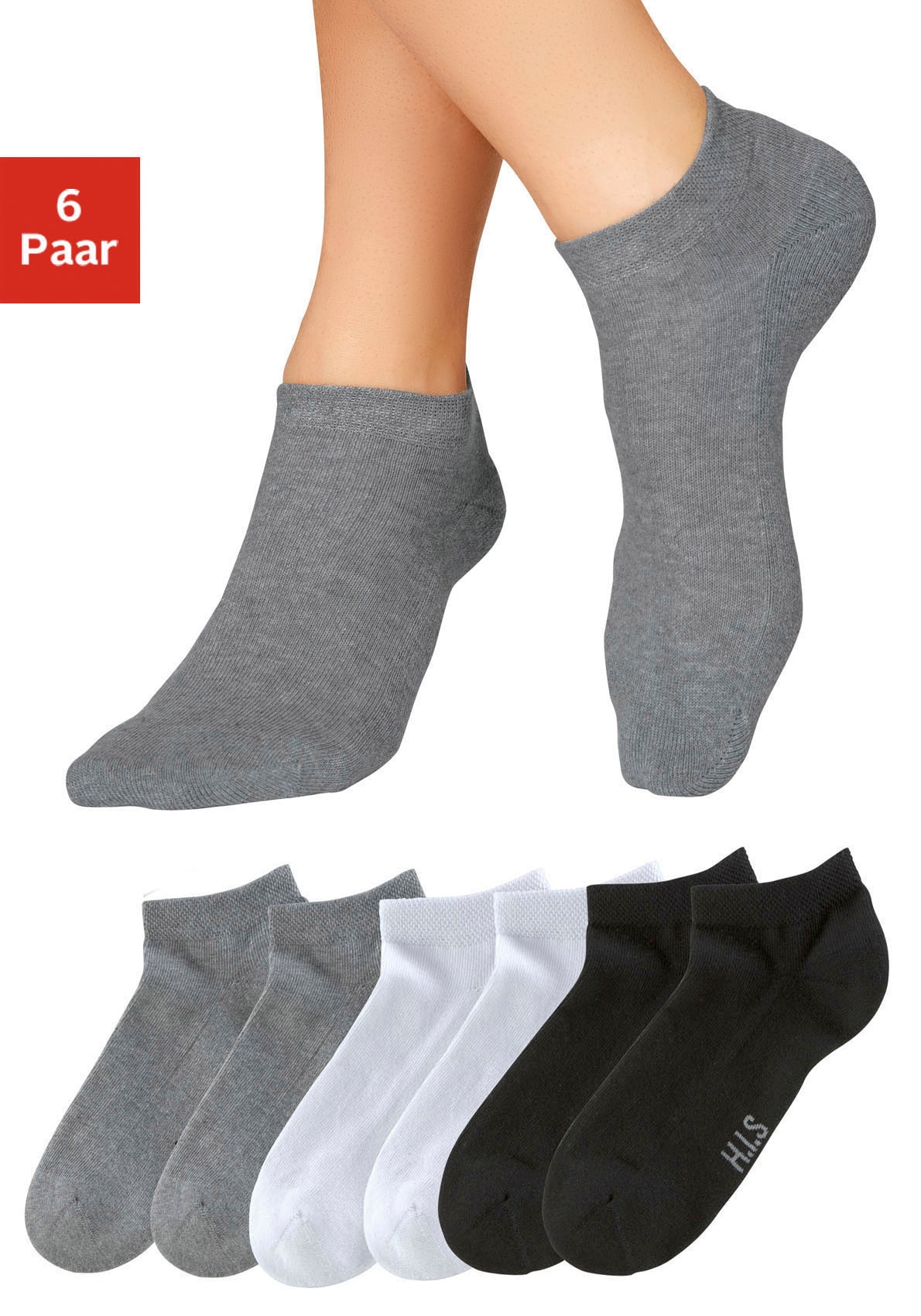 H.I.S Sneakersocken, weicher mit 6 (Set, auf Frotteesohle versandkostenfrei Paar)