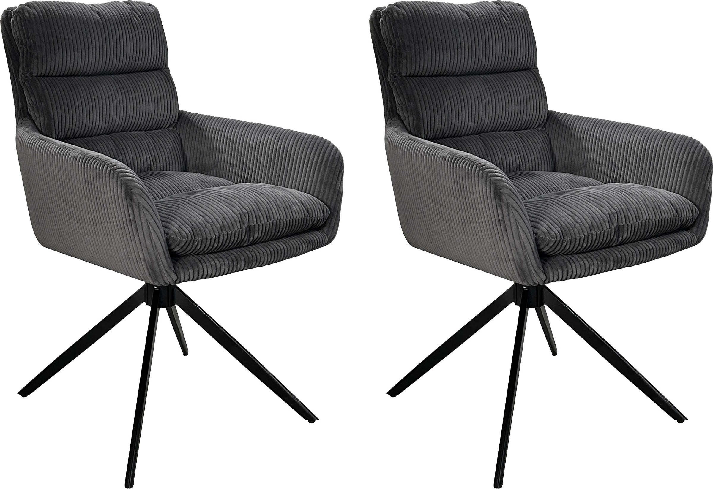 byLIVING Esszimmerstuhl "Pura" (Set) 2 Stk.Sitzschale 360drehbar, Metall schwarz, Armlehnstuhl, diverse Farben