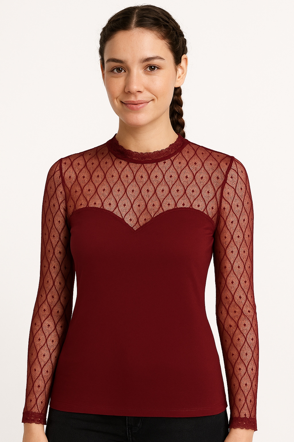 ONLY Spitzenshirt »ONLSALINA L/S LACE MIX TOP JRS«