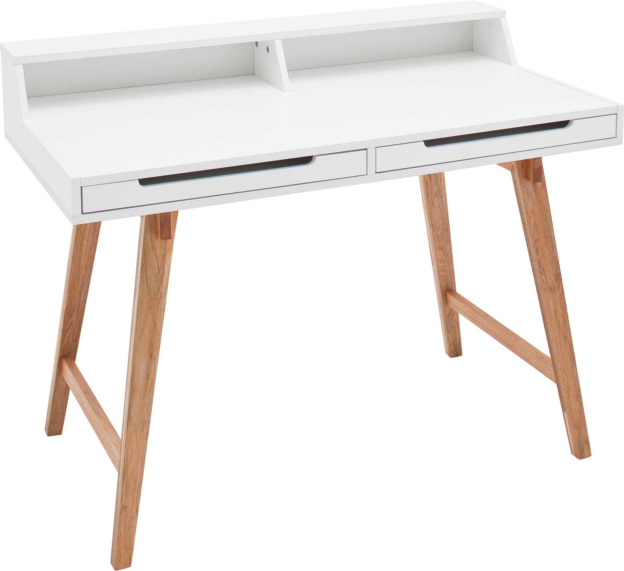 MCA furniture Schreibtisch »Tiffy«, weiss matt lackiert, Gestell Massivholz buchefarben, Breite 110 cm