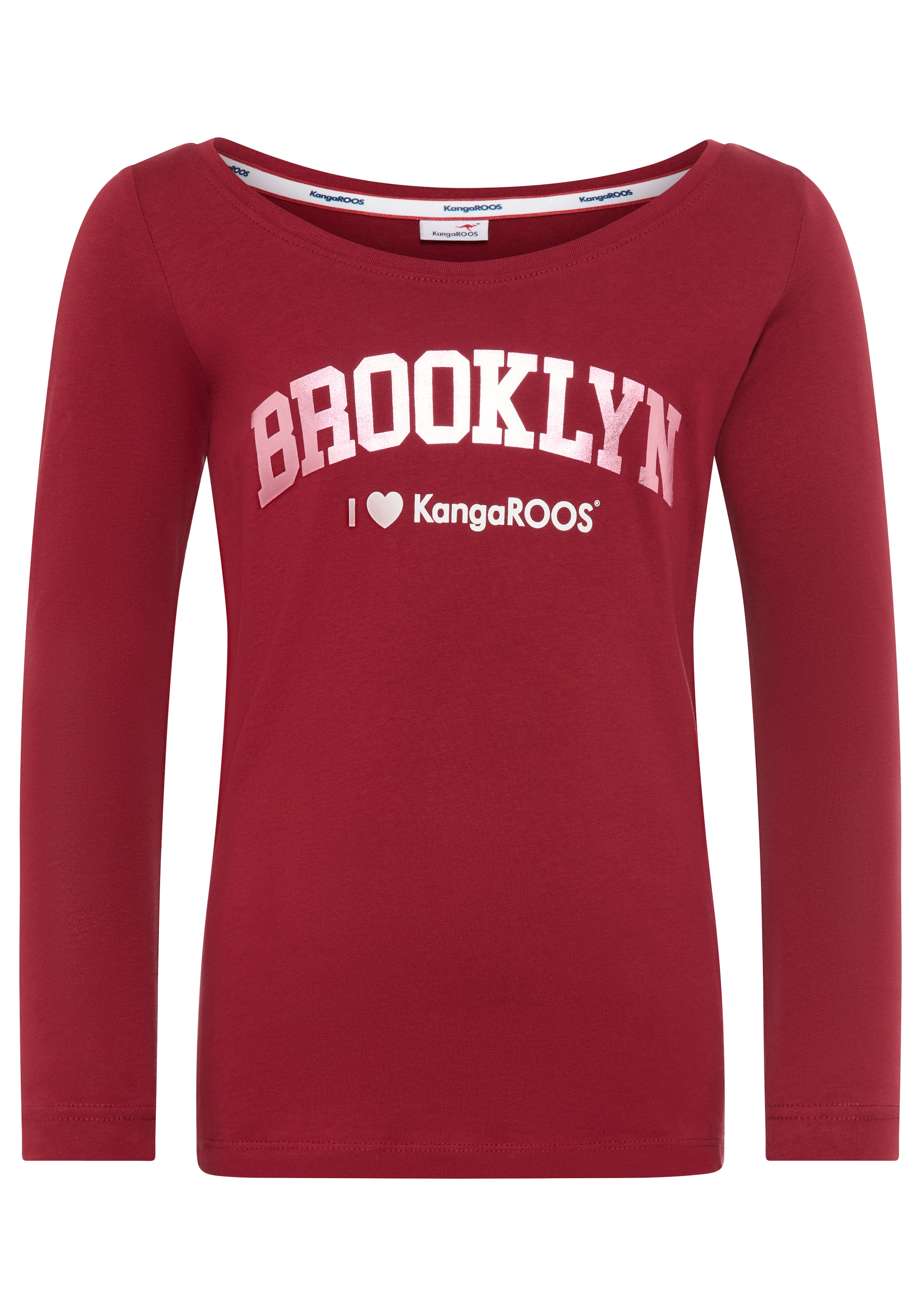 KangaROOS Langarmshirt »Shirt mit BROOKLYN Print«, Trendiger Frontprint