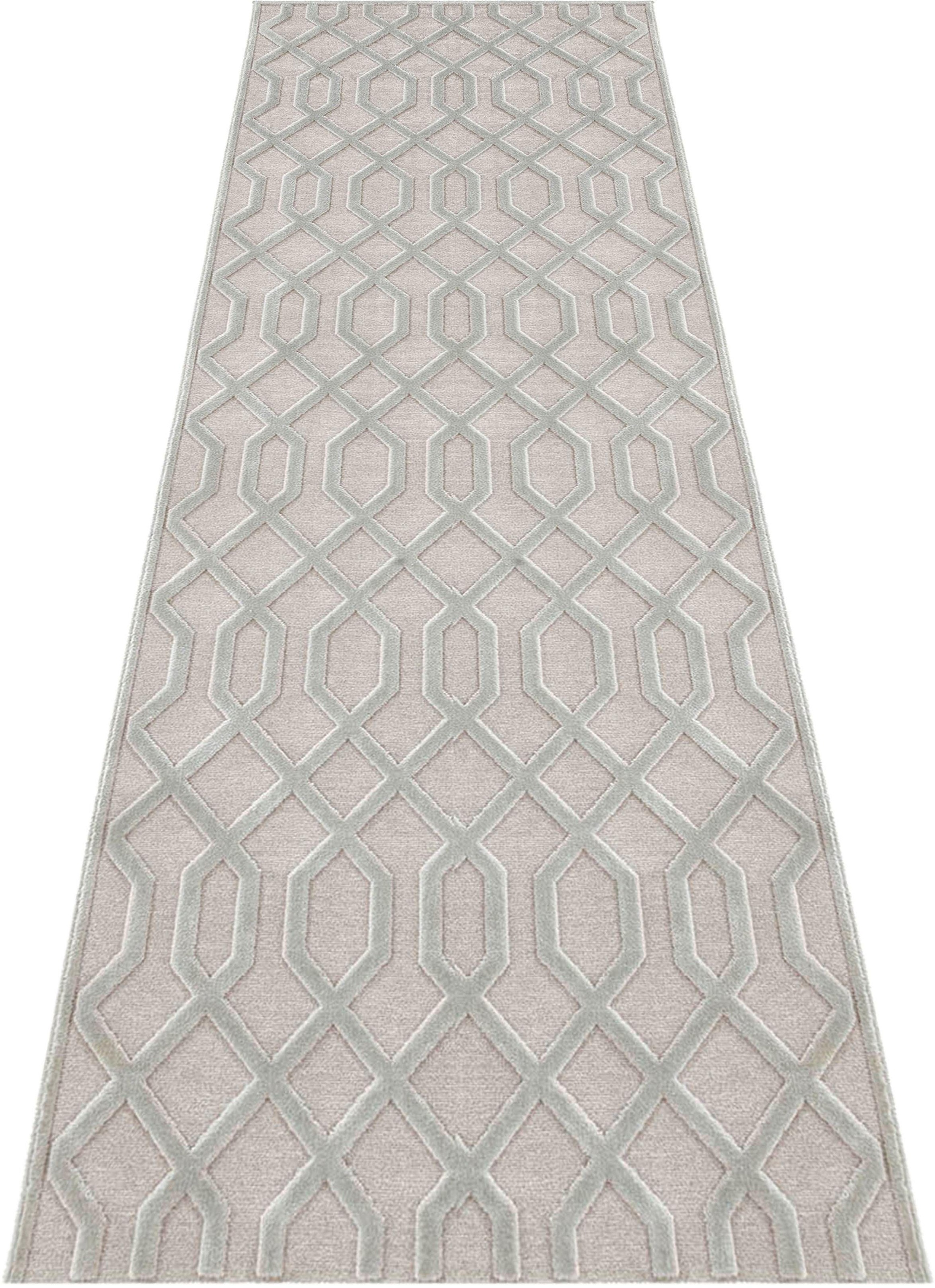 Image of MINT RUGS Läufer »Caine«, rechteckig, 4 mm Höhe, Viskose Glanz, Hoch-Tief Struktur, Wohnzimmer, Schlafzimmer, Robust, Pflegeleicht, Gitter Muster bei Ackermann Versand Schweiz