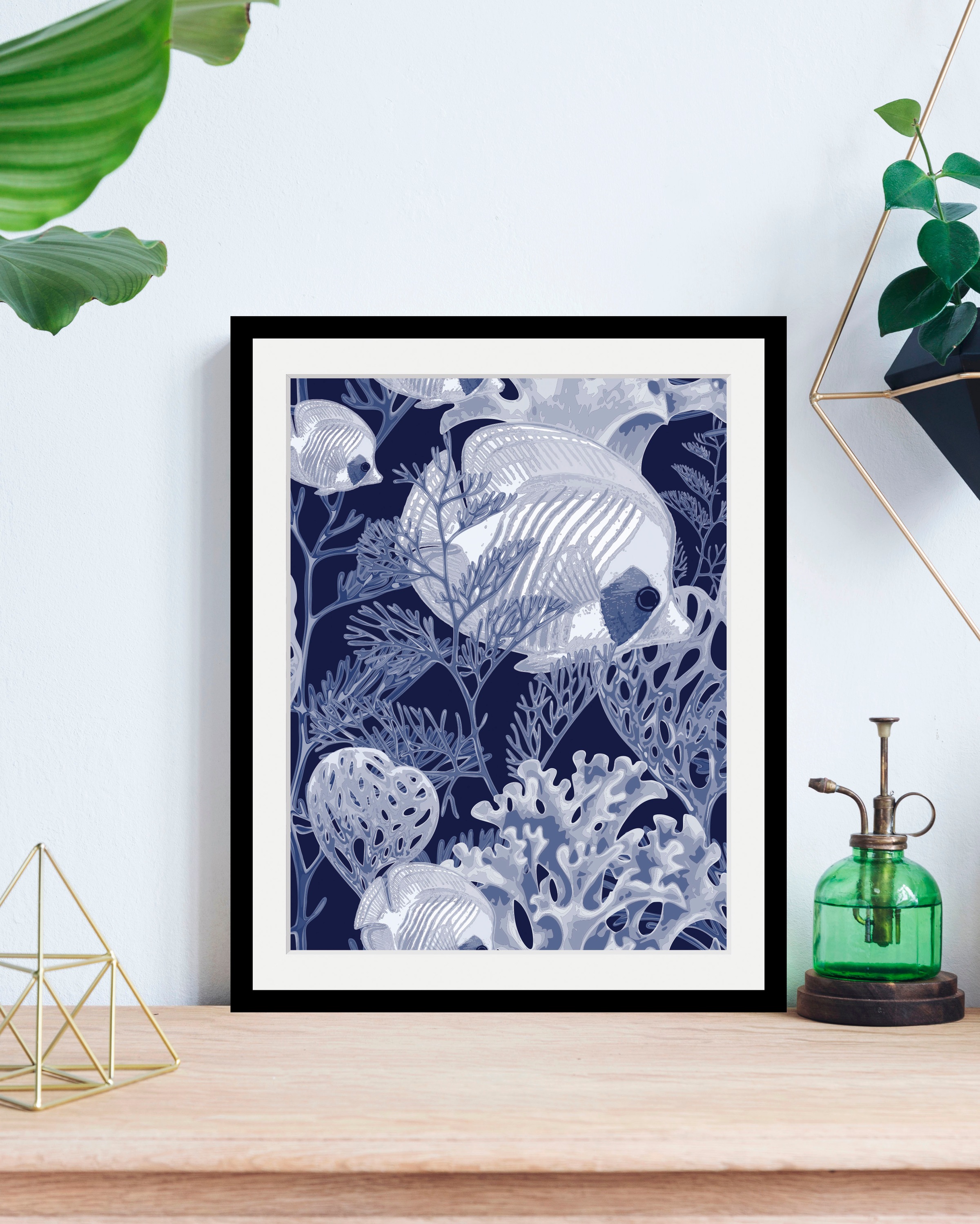 Image of queence Bild "Markus" Kunst Meer Unterwasserwelt Wassertiere 1 Stk. tlg. HD Premium Poster-Druck inkl. Holzrahmen