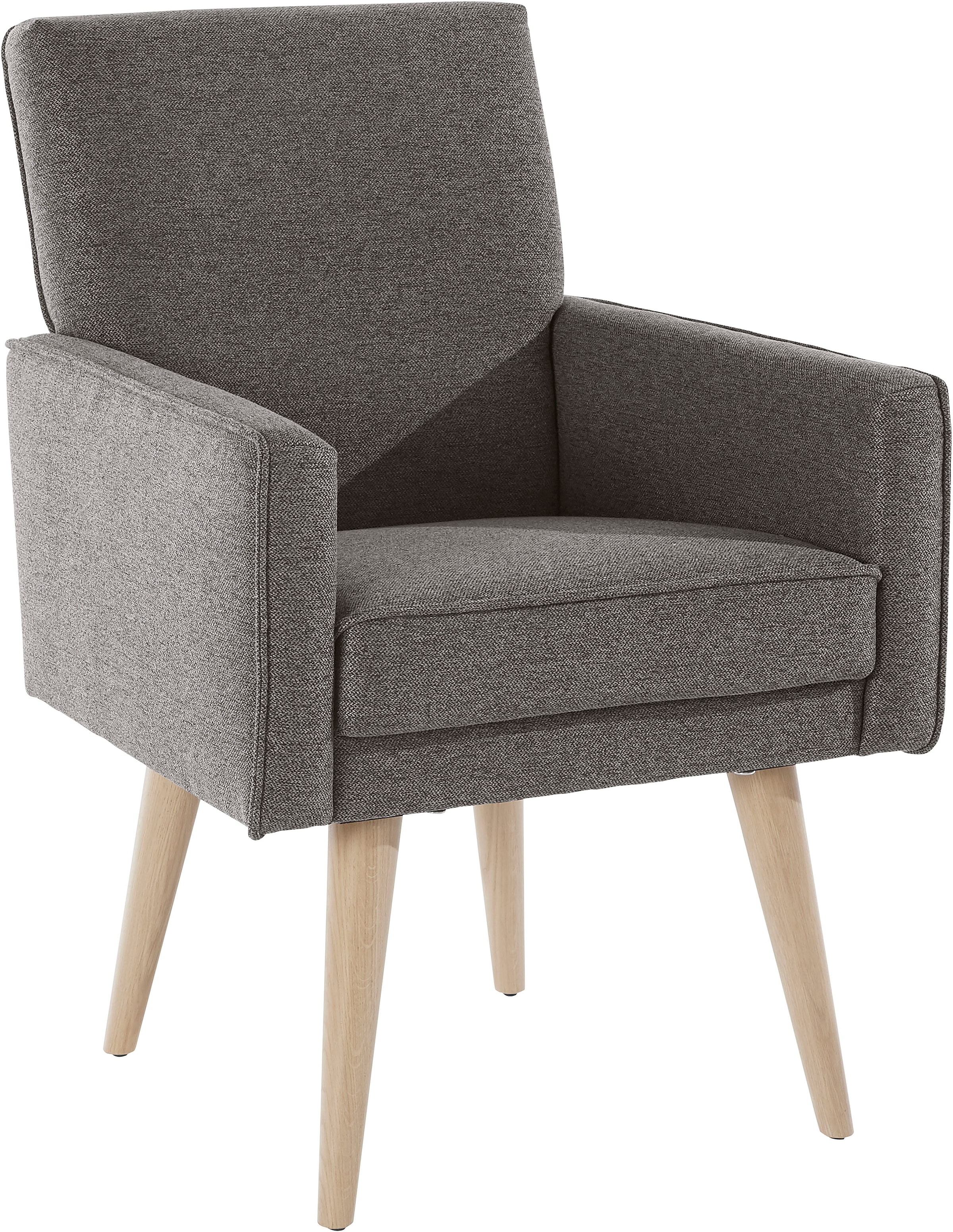 exxpo - sofa fashion Sessel »Lungo, Loungesessel mit moderner Kedernaht, bequem und elegant« Breite 64 cm, hoher Holzfuss