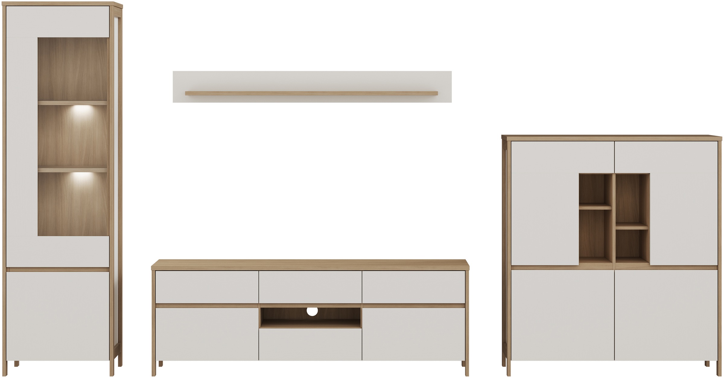 Home affaire Wohnwand »Stranda, moderne Anbauwand, Komplettset im Scandi-Style« 4 Stk. tlg.