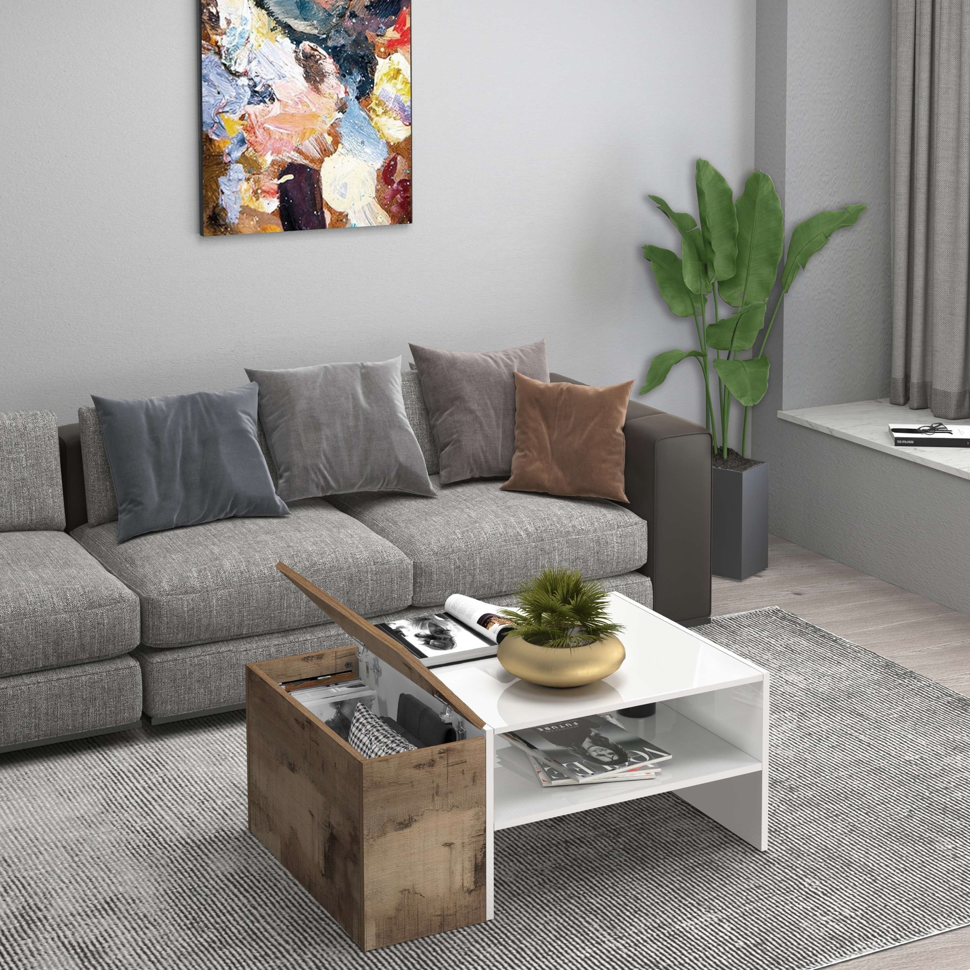 Home affaire Couchtisch »Coro, Couchtisch, Couchtisch mit seitlichem Stauraum,Sofatisch« Länge 90 cm, mit zwei Ablagefächern davon eines geschlossen