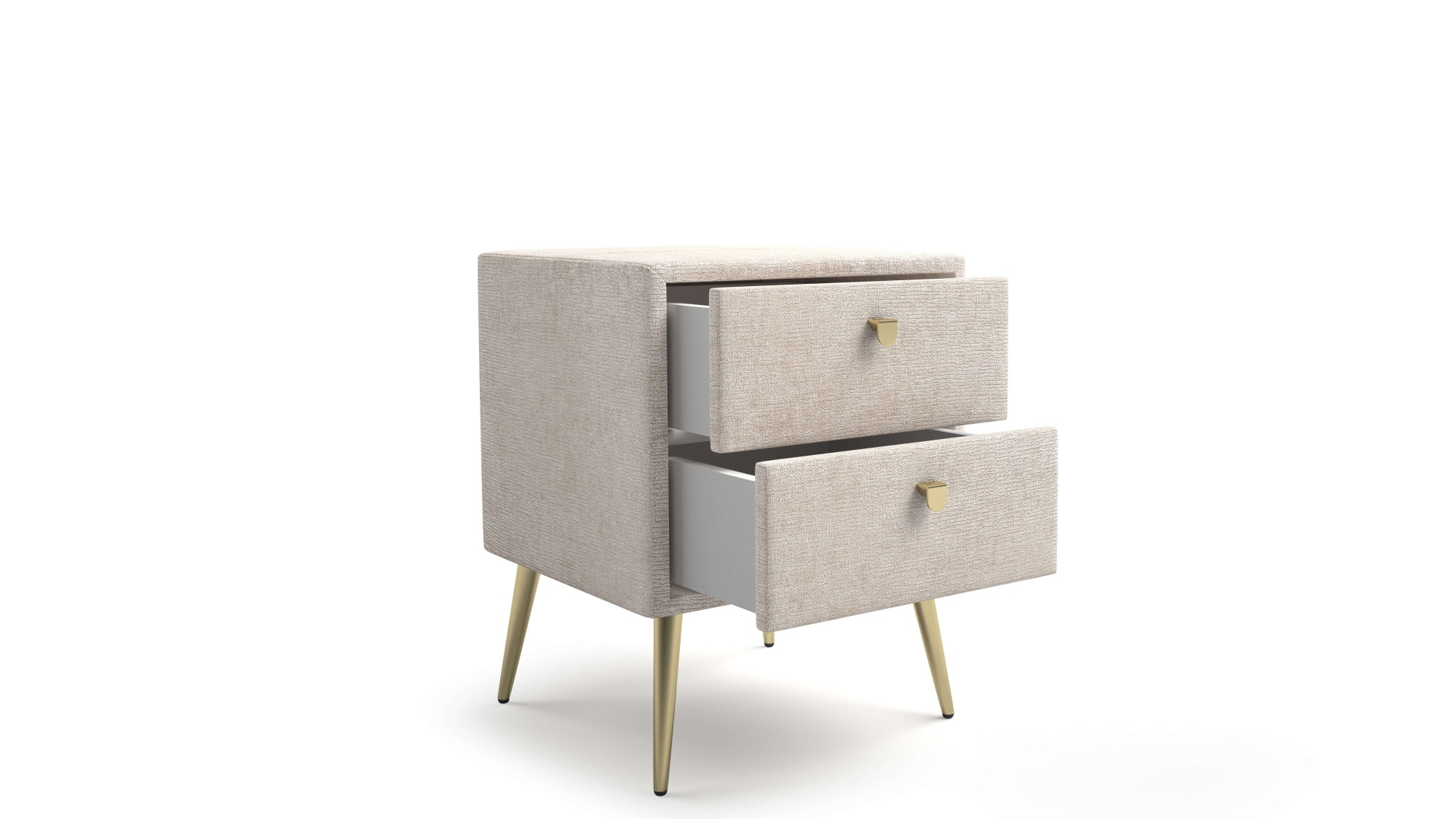 GOODproduct Nachtschrank »MOIVREE Polster-Nachtkommode wahlweise mit 2 Schubladen oder Fächer« Nako auf goldenen Beinen, Masse B/T/H: 41/40,5/53,5cm, passend zum Bett