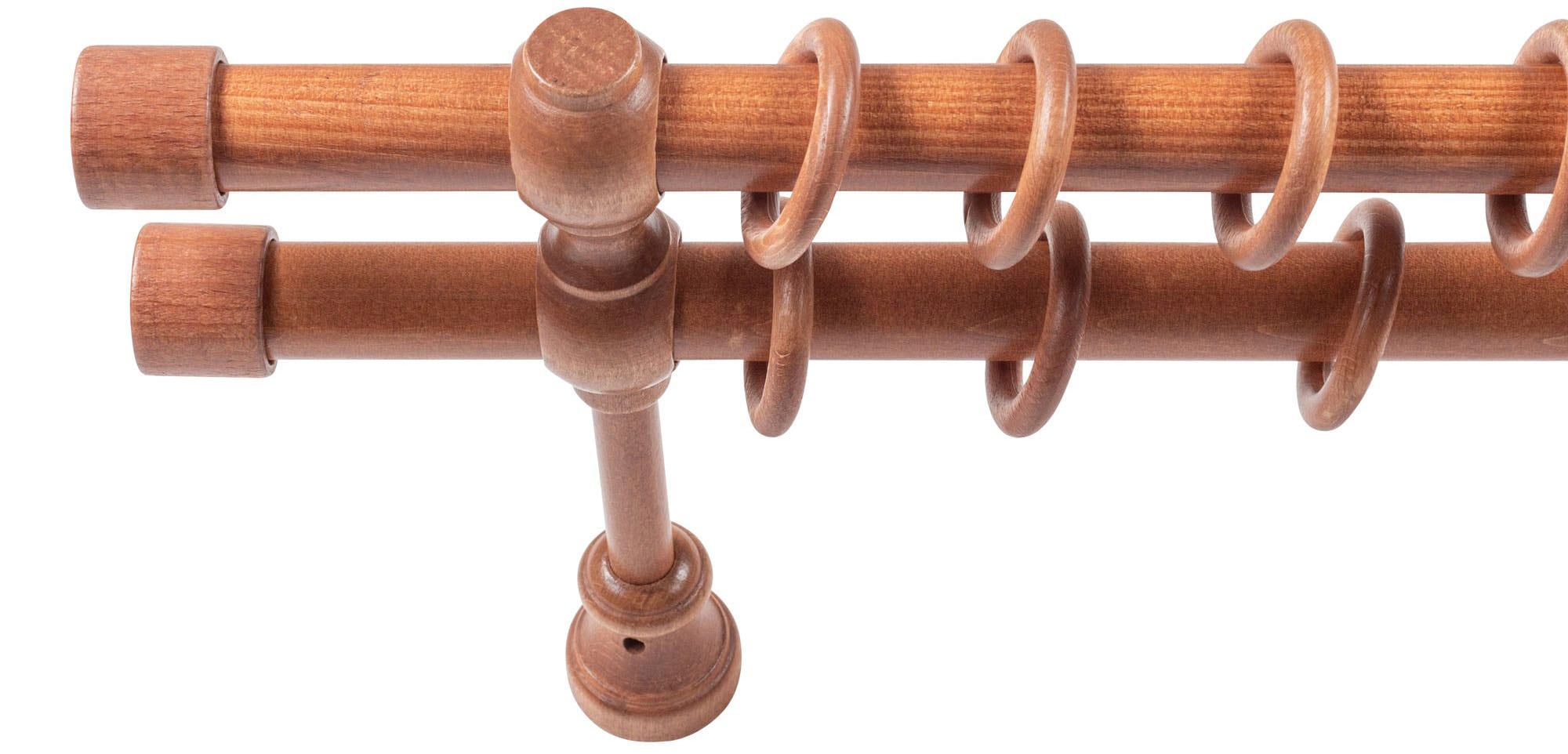 SN DECO GROUP Gardinenstange »Cafiro«, 2 läufig-läufig, Fixmass, 28 mm, Holz, verschiedene Längen und Farben, Komplettset