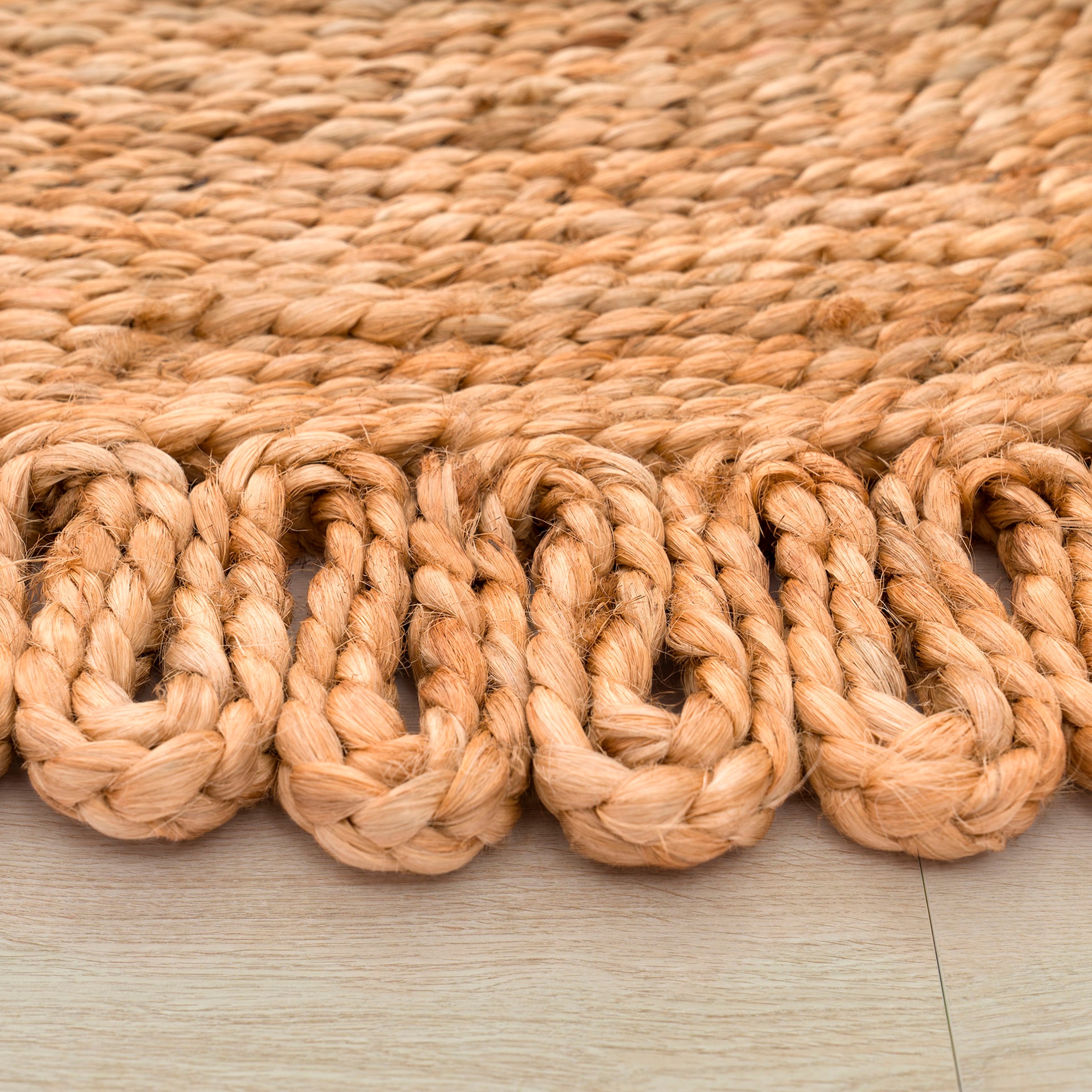 Paco Home Teppich »Viborg 596«, rund, 13 mm Höhe, handgefertigter Natur-Teppich, Jute, Modern, Boho, Ethno