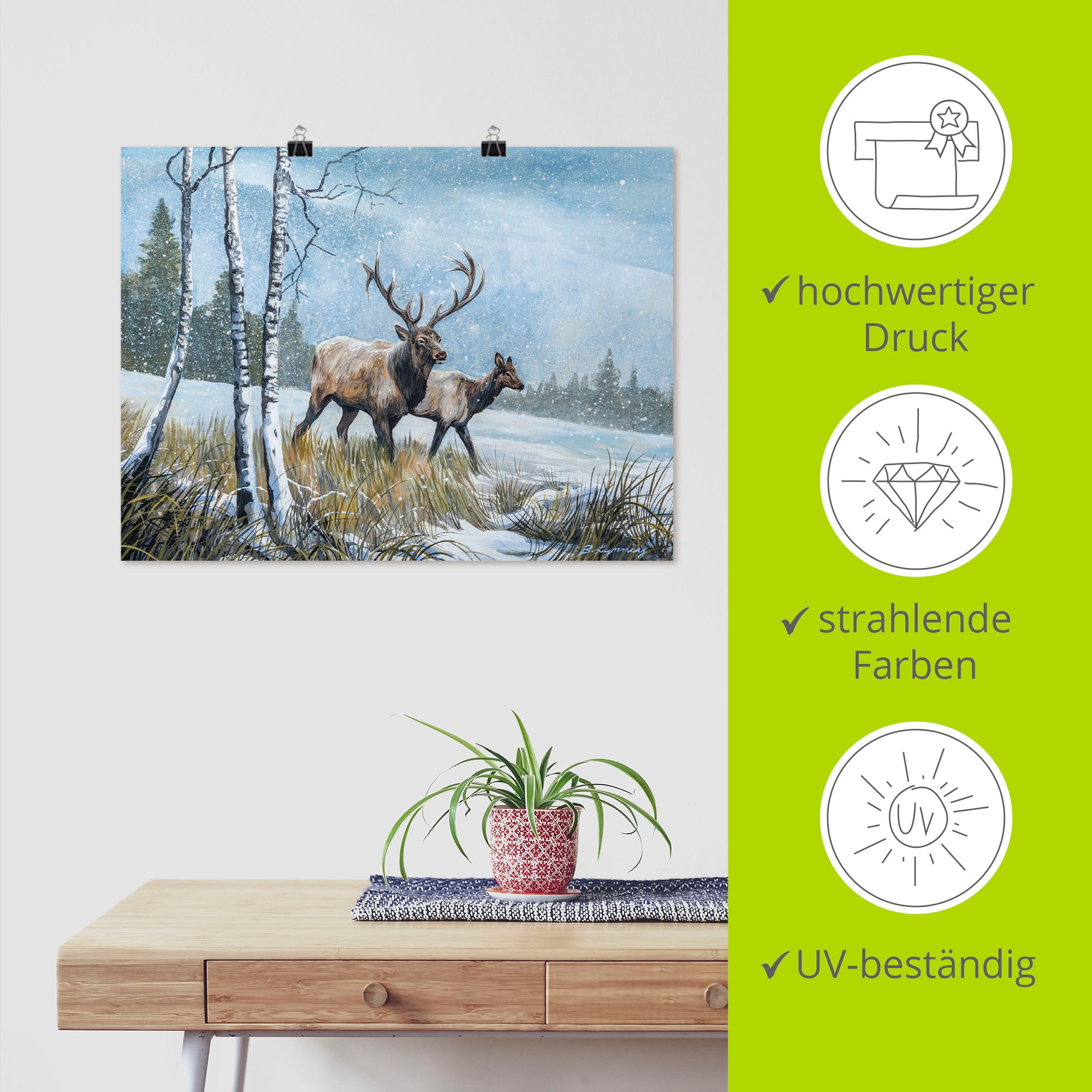 Artland Poster »Hirsch Reise IV«, Wildtiere, (1 St.), als Alubild, Leinwandbild, Wandaufkleber oder Poster in versch. Grössen
