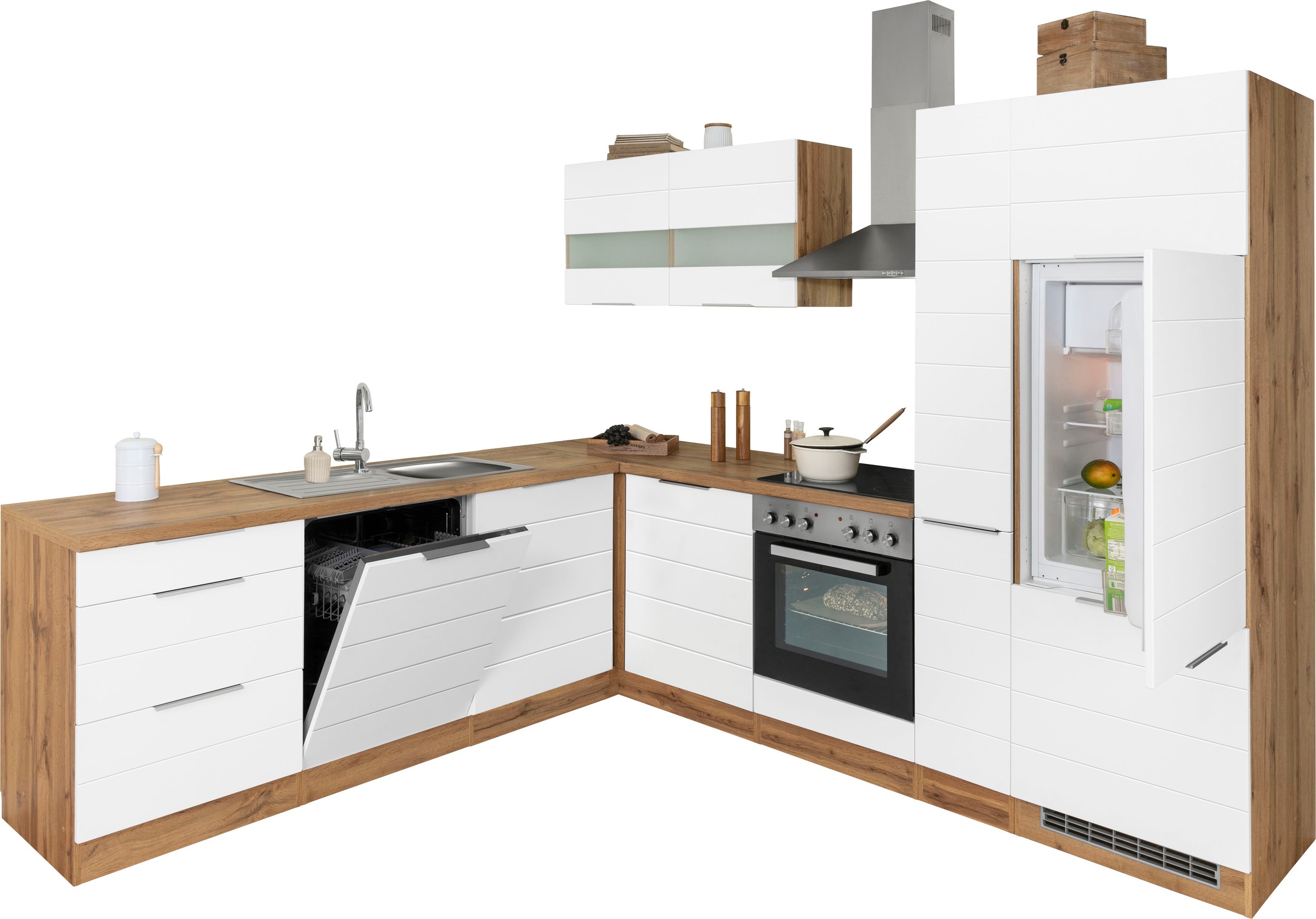 KOCHSTATION Winkelküche "KS-Luhe" Stellbreite 240x270 cm, wahlweise mit oder ohne E-Geräten, MDF-Fronten