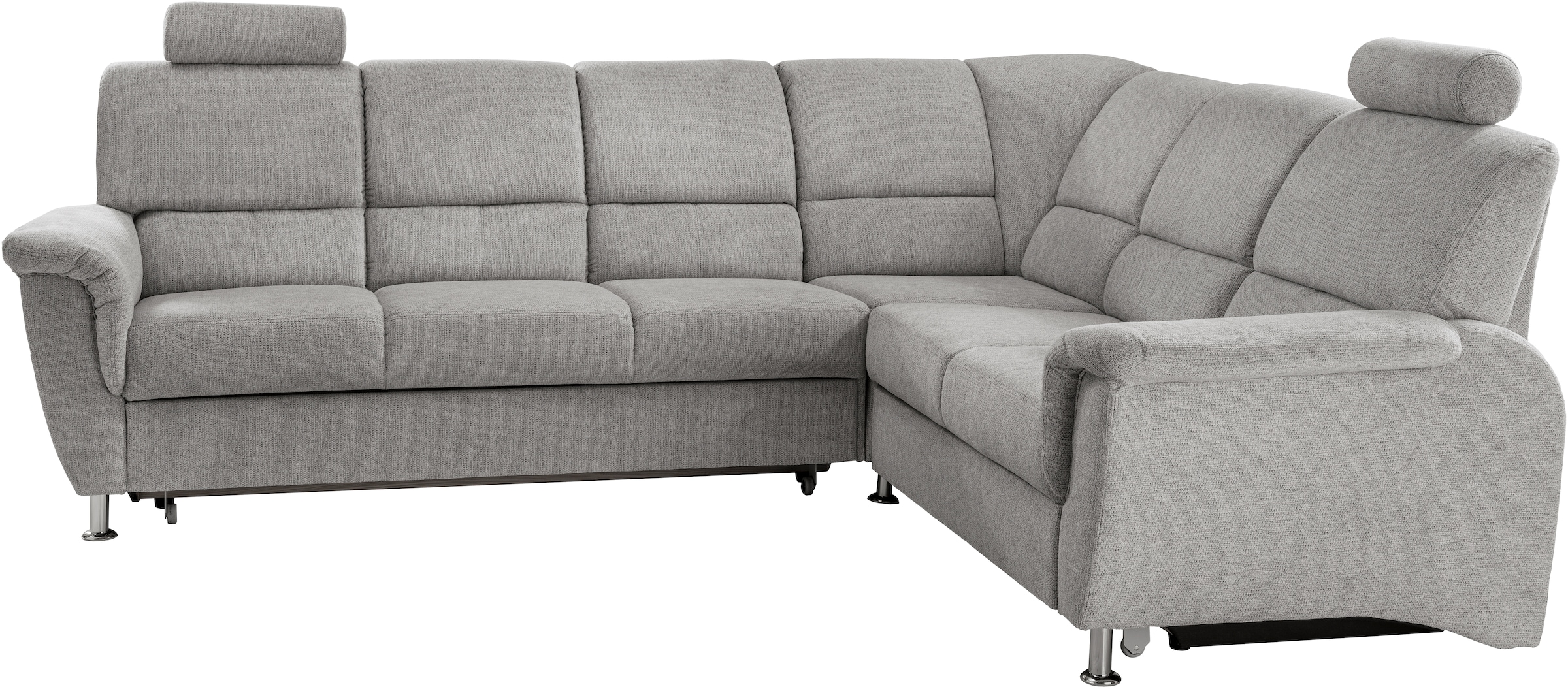 Home affaire Ecksofa »Pisa L-Form, mit Schlaffunktion, Stauraum, 2x höhenverstellbare«, Kopfstützen und Relaxfunktion im Eckelement