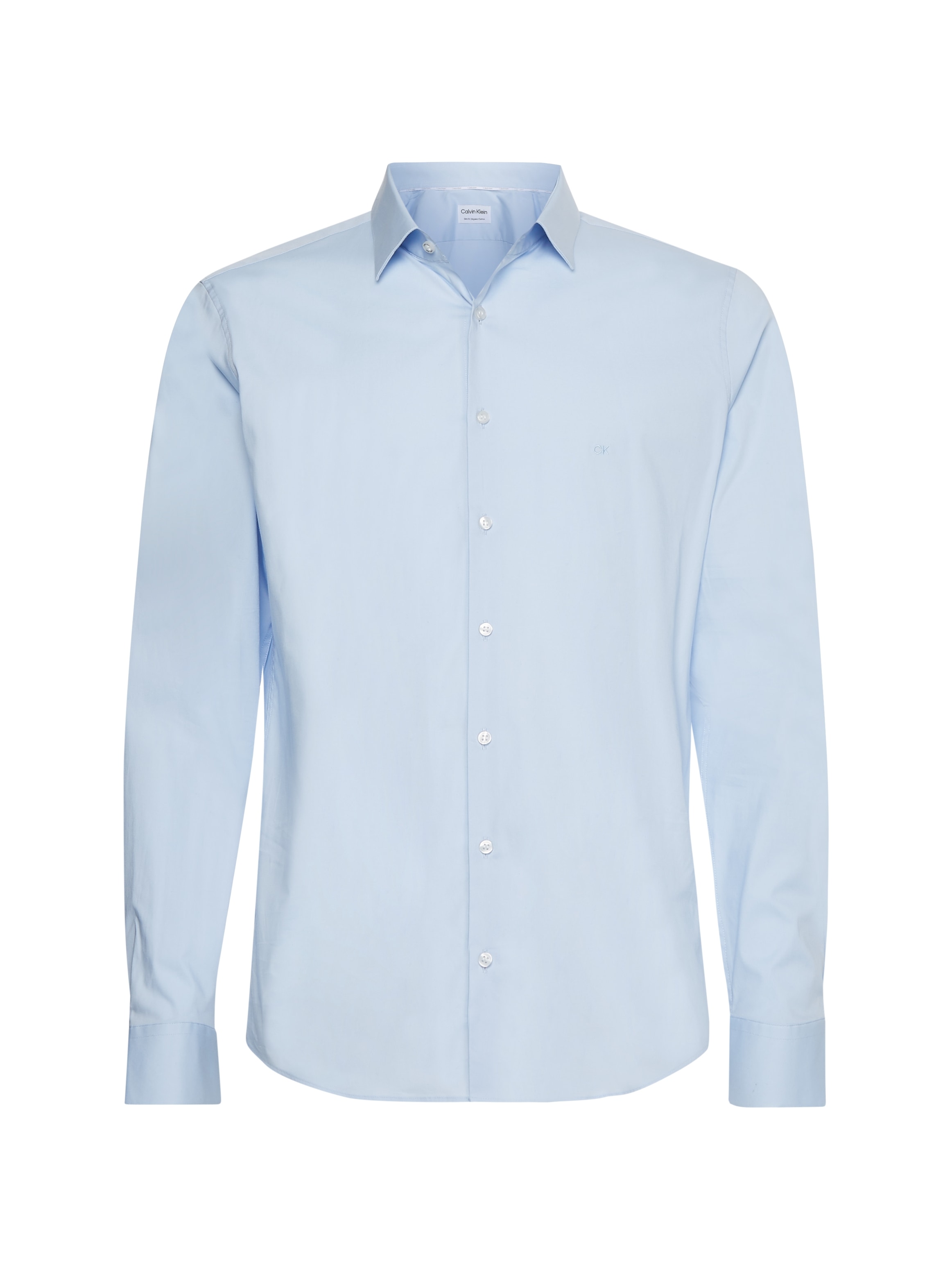 Calvin Klein Businesshemd »POPLIN STRETCH SLIM SHIRT«, mit Kentkragen, Logoprint auf Brusthöhe