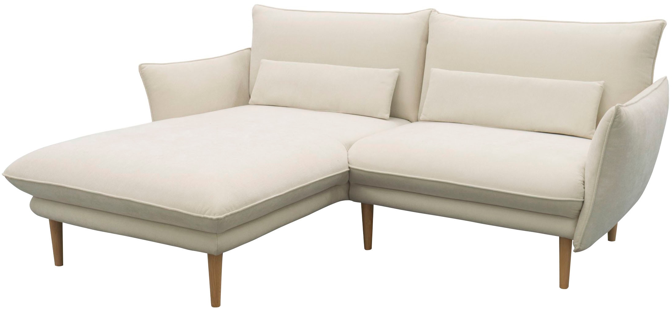 DOMO collection Ecksofa »100 032 kompakte Stellmasse, Breite 200cm, schmale Armlehnen, L-Form«, bodenfrei, 19cm hohe Holzfüsse