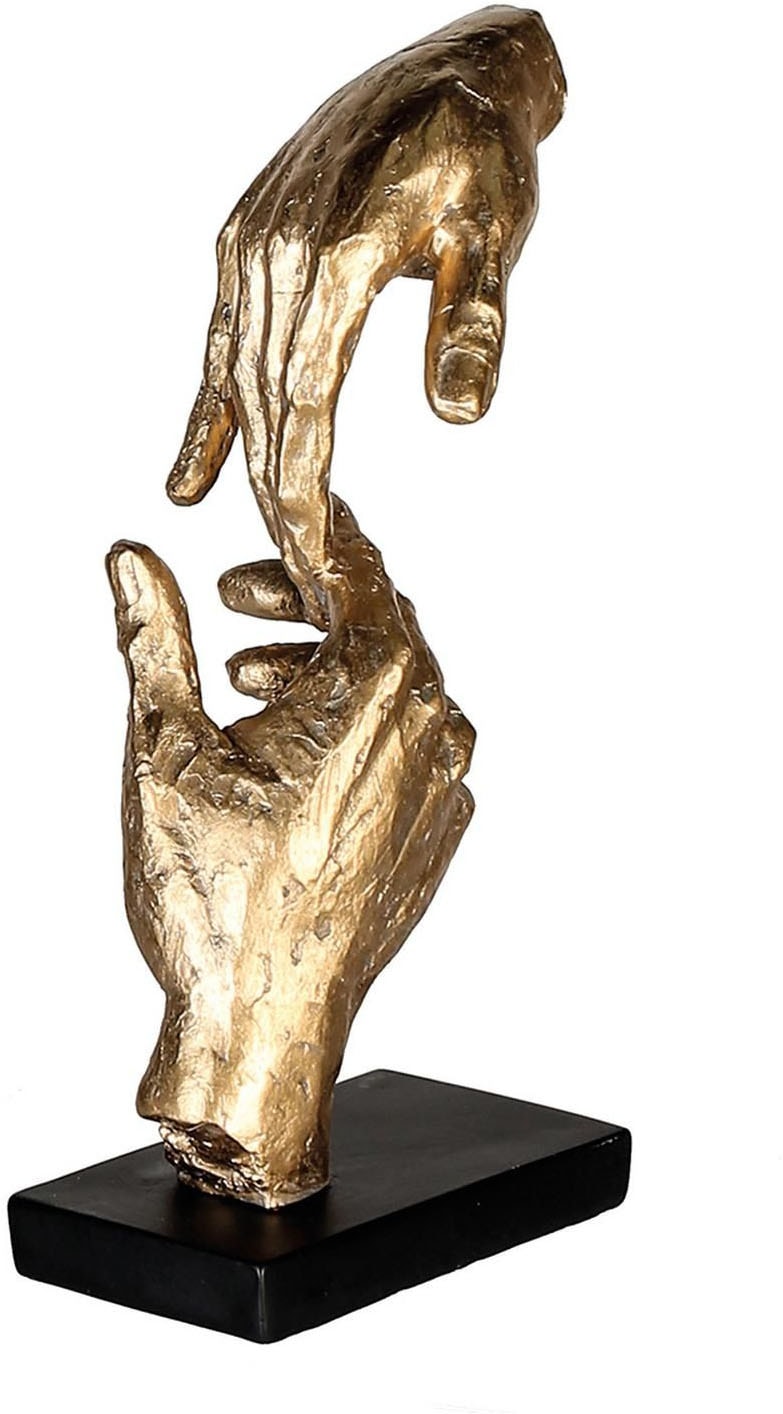 Image of Casablanca by Gilde Dekofigur "Skulptur Two Hands, gold/schwarz" Dekoobjekt, Höhe 29, Hände, mit Spruchanhänger, Wohnzimmer