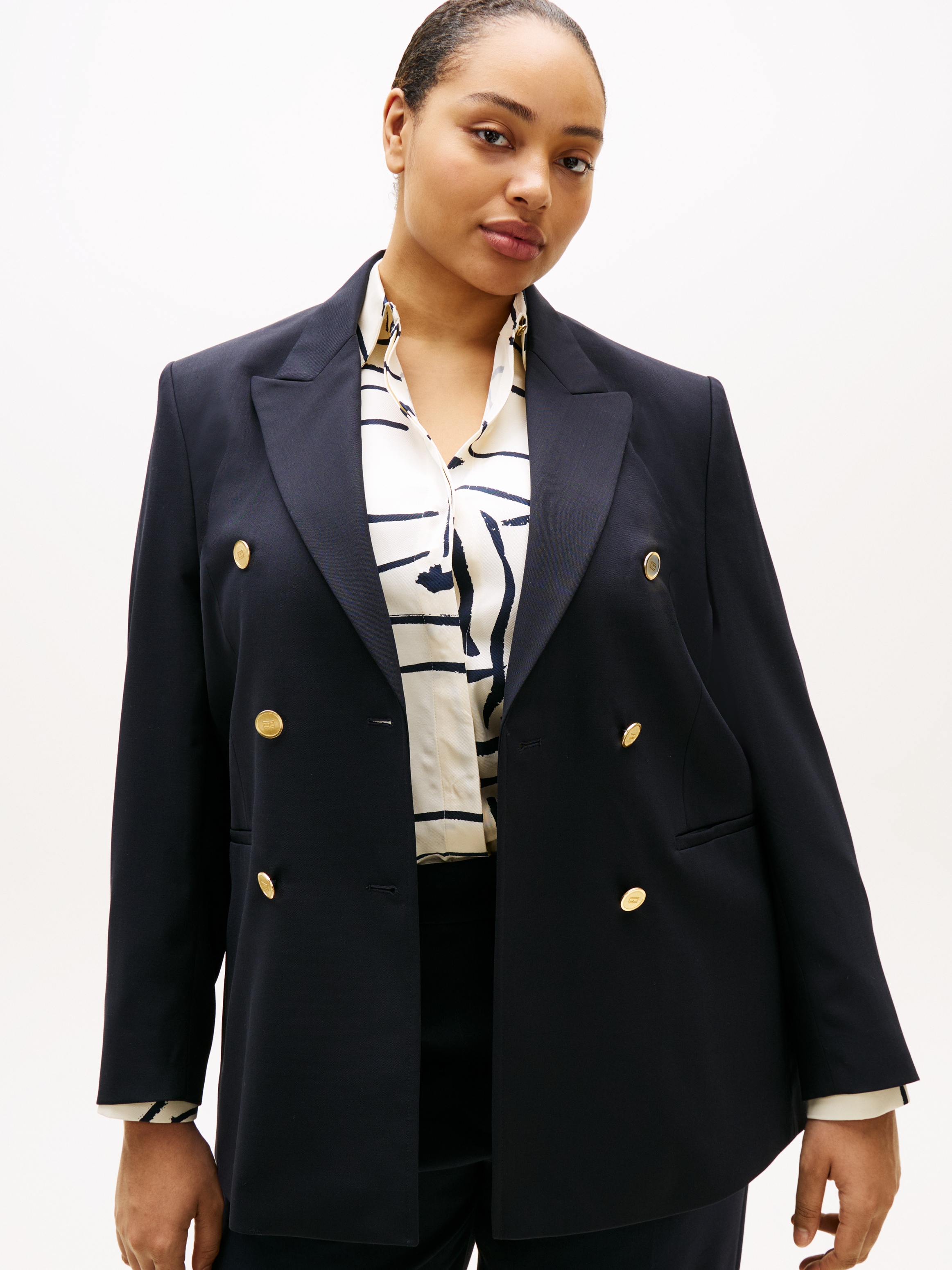 Image of Tommy Hilfiger Curve Jackenblazer "CRV TIMELESS WOOL DB BLAZER" in grossen Grössen, mit Wolle