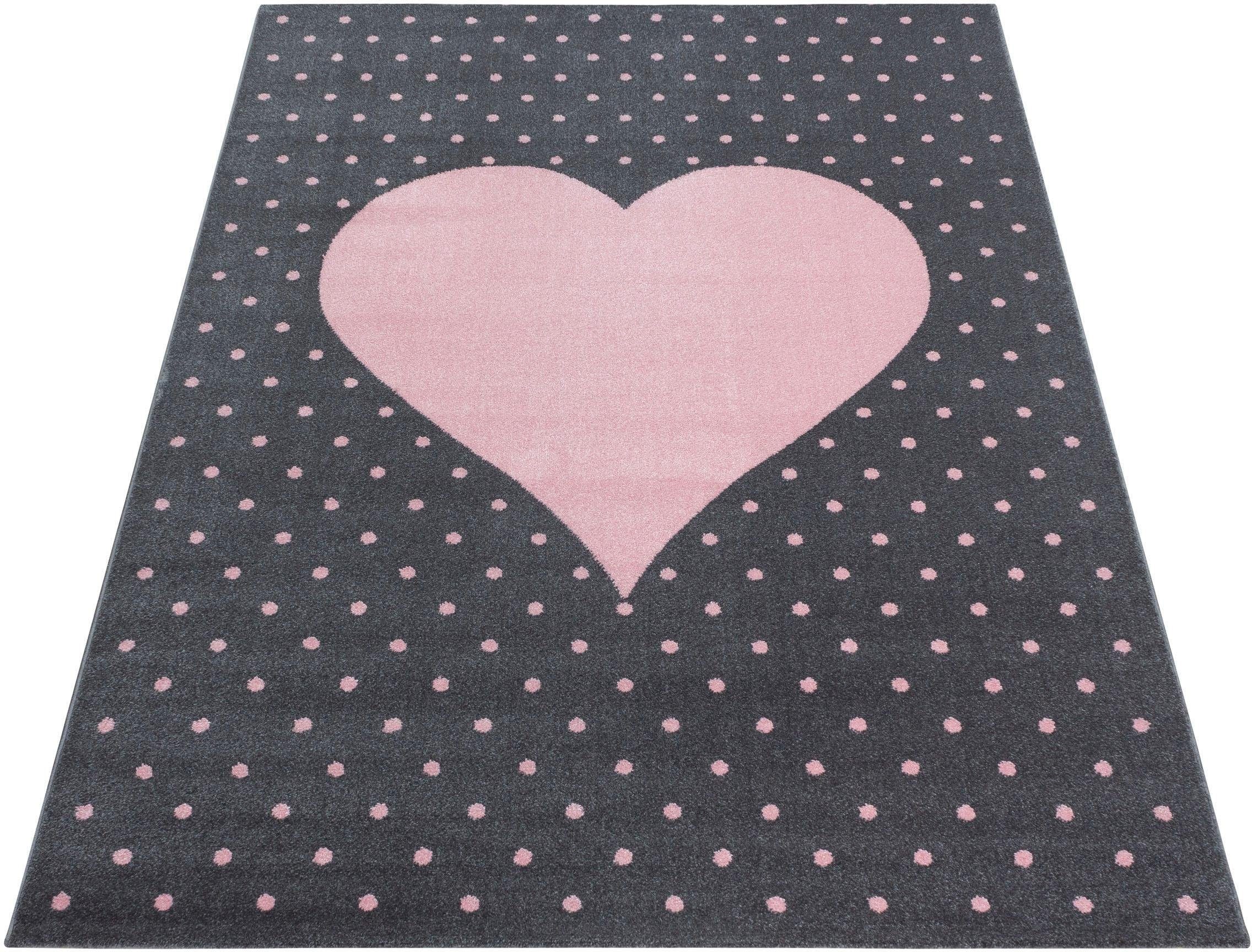 Image of Ayyildiz Teppiche Kinderteppich »Bambi 830«, rechteckig, 11 mm Höhe, Herz Motiv, Kurzflor bei Ackermann Versand Schweiz