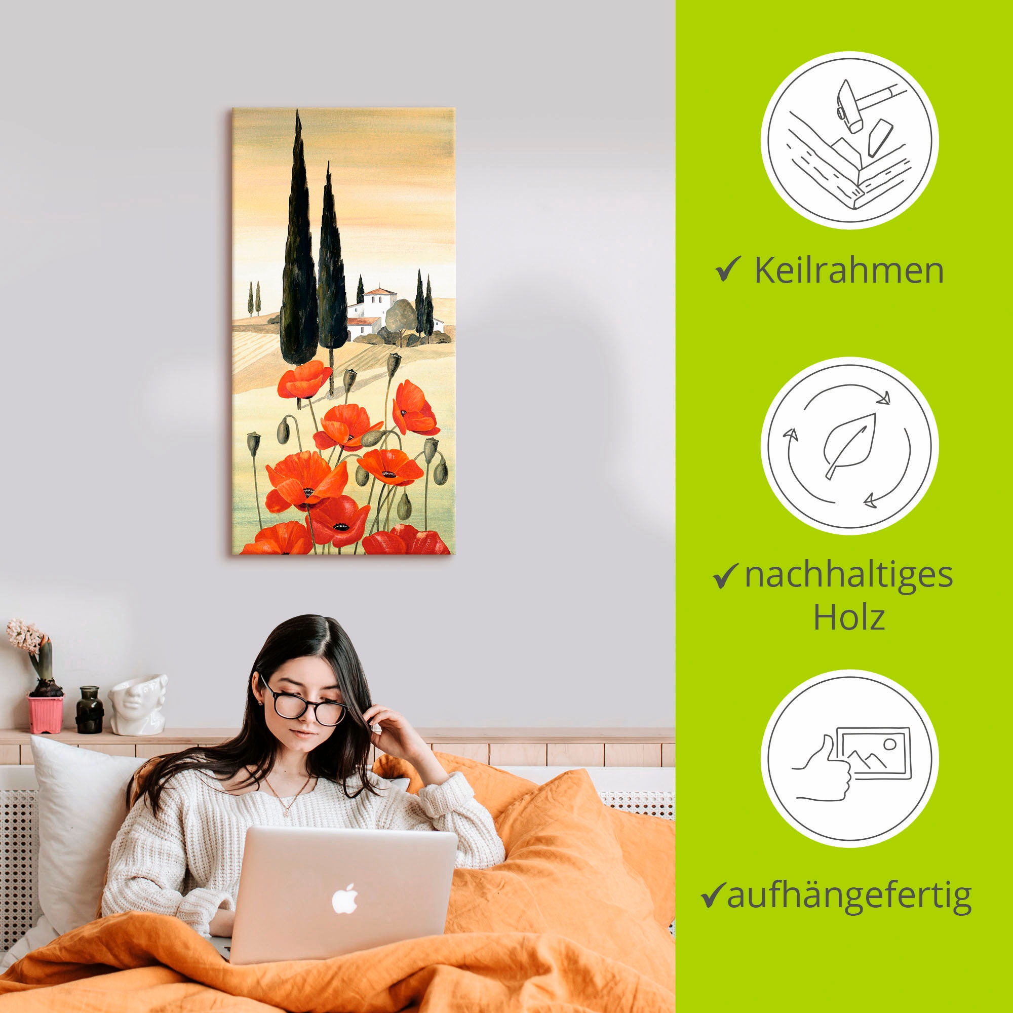 Artland Leinwandbild »Blumen Zusammensetzung II« Blumen 1 Stk. tlg. auf Holzrahmen gespannt