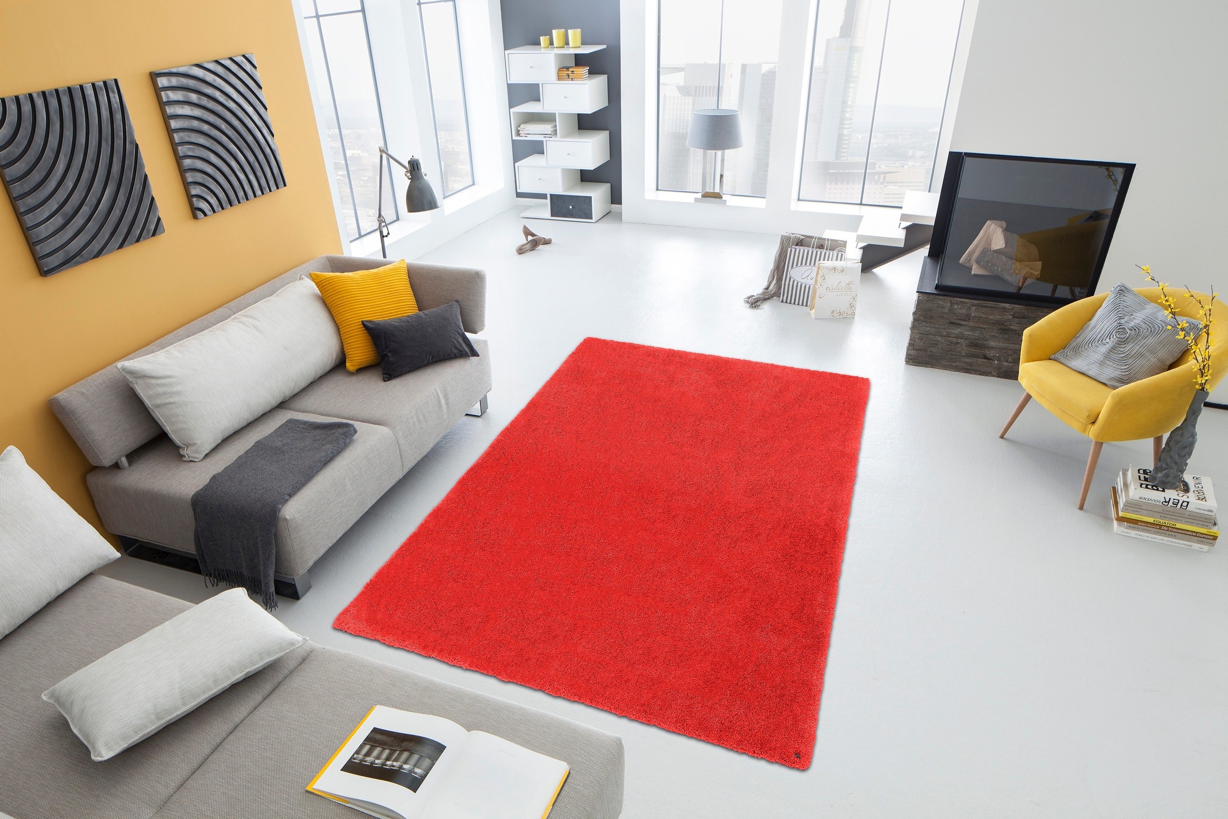 TOM TAILOR HOME Hochflor-Teppich »Soft«, rechteckig, 35 mm Höhe, handgetuftet, Uni-Farben, super weich und flauschig