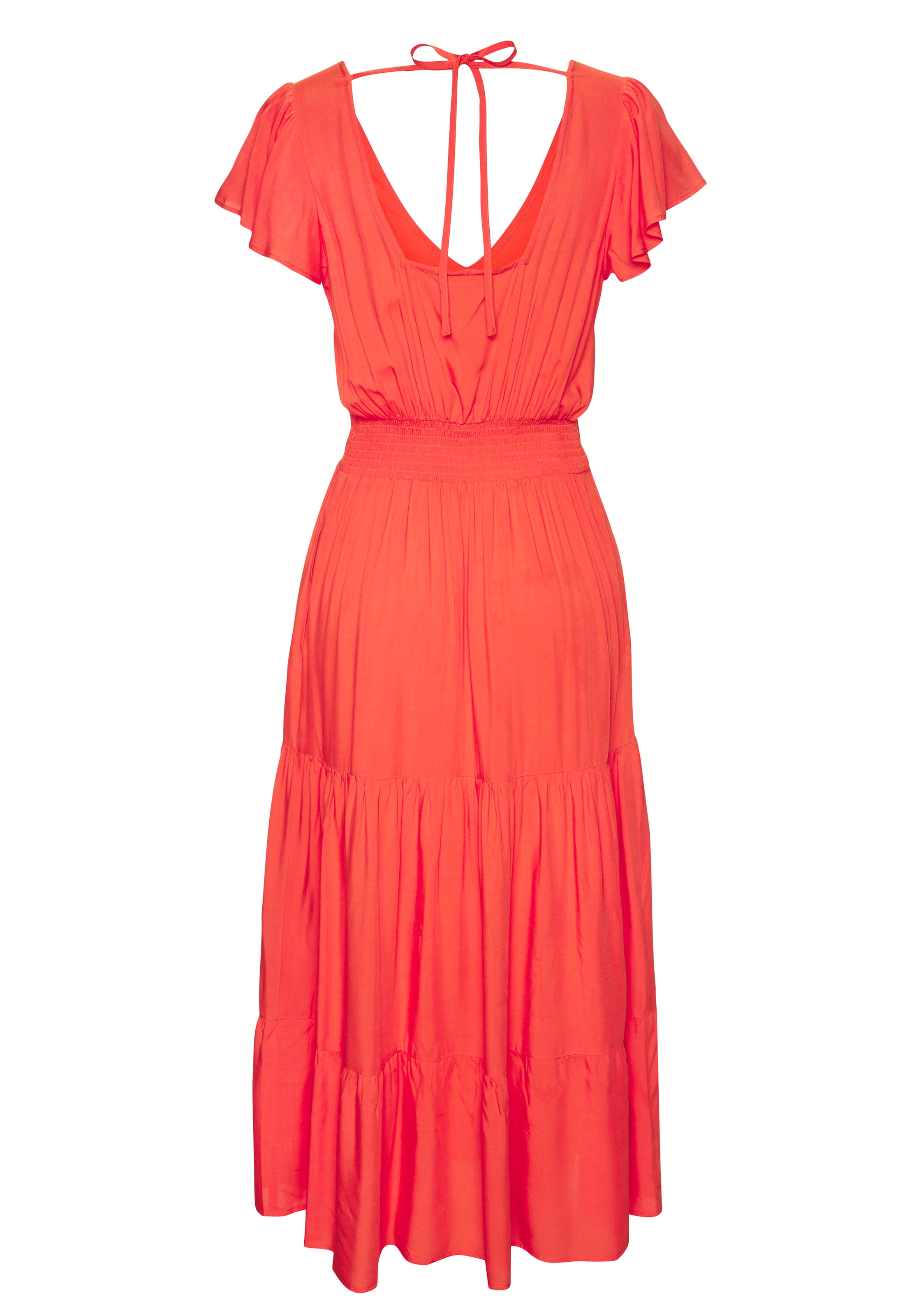 Vivance Robe midi Poches dans les coutures latérales avec encolure en V, robe d'été en tissu tissé