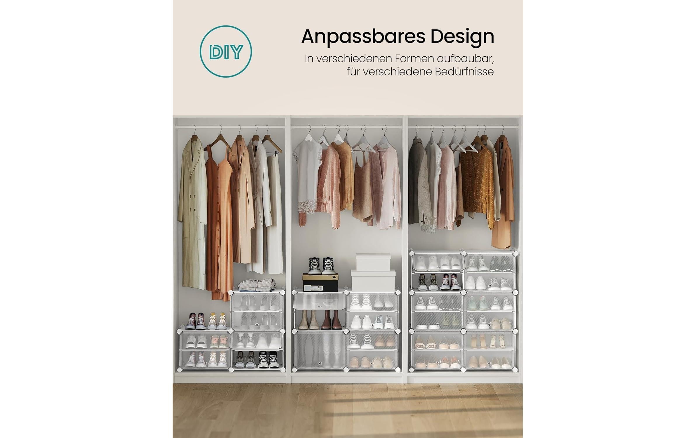 SONGMICS Schuhregal »31.2 x 124.4 cm,« Stapelbare Schuhboxen aus Kunststoff