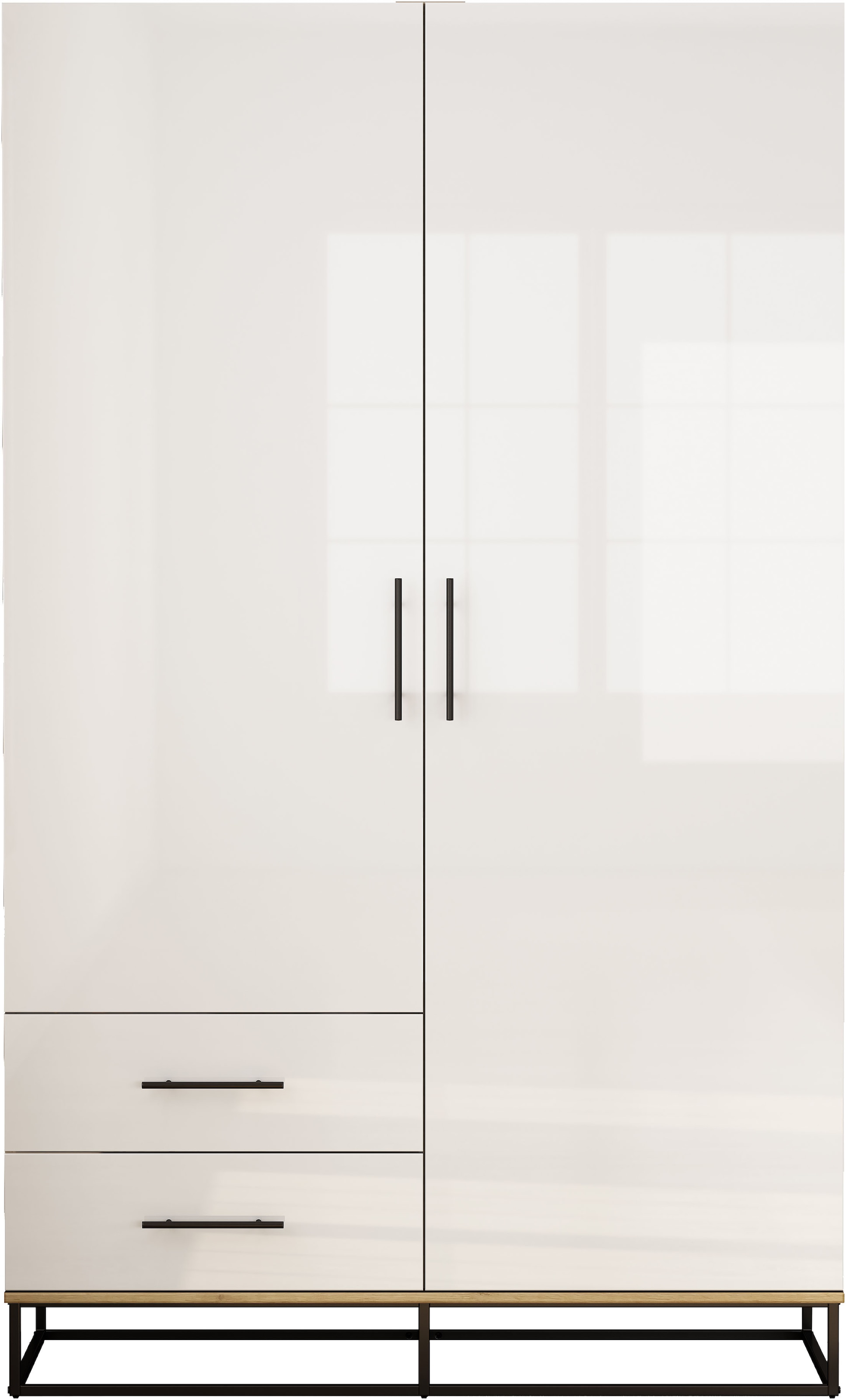 GOODproduct Kleiderschrank »Lucca Schlafzimmerschrank Garderobe Hochglanz Bestseller« Hochwertige schwarze Griffe und Kufengestell aus Metall, 