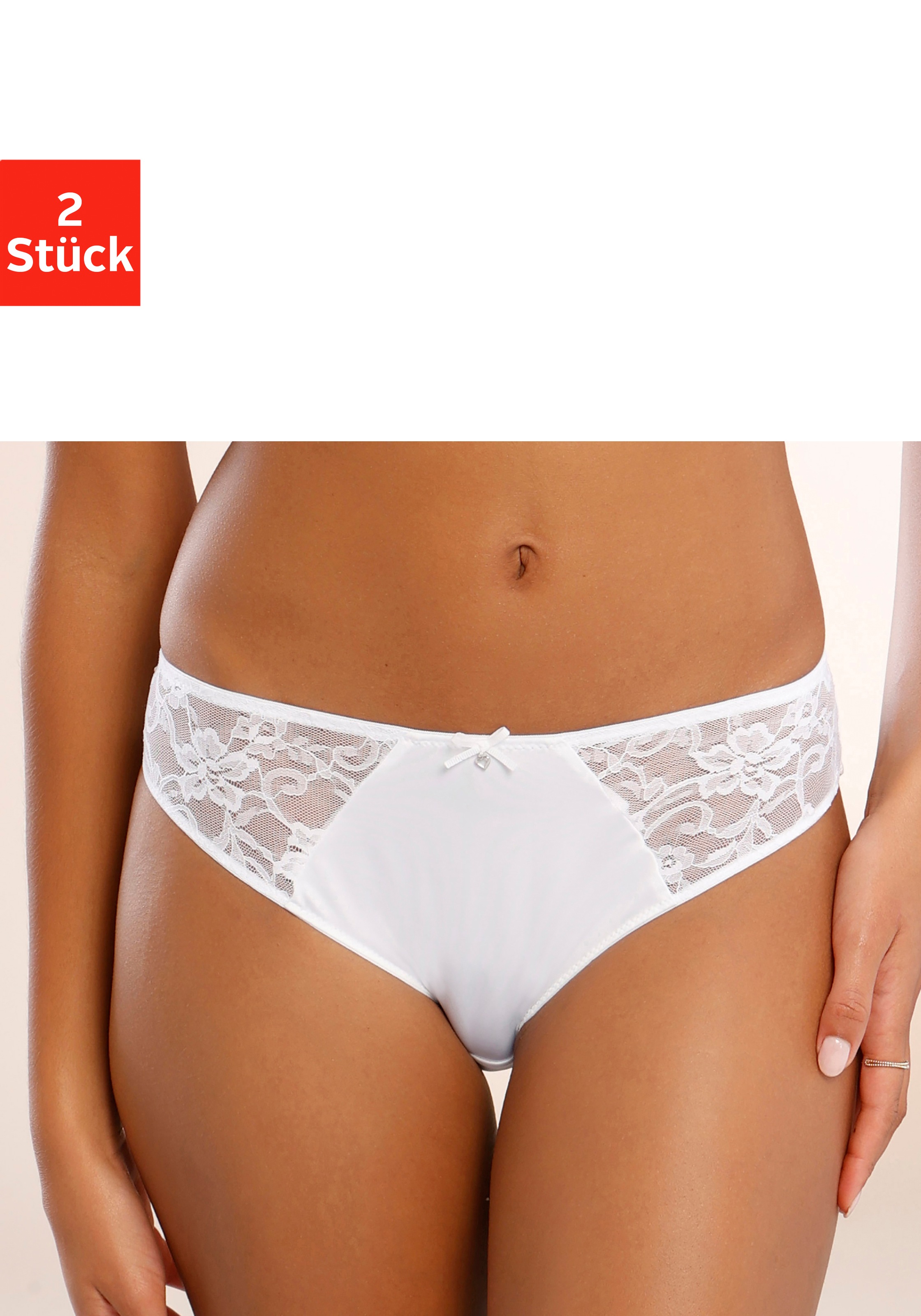 Image of petite fleur Slip, (2 St., 2er-Pack), mit Spitzeneinsätzen bei Ackermann Versand Schweiz