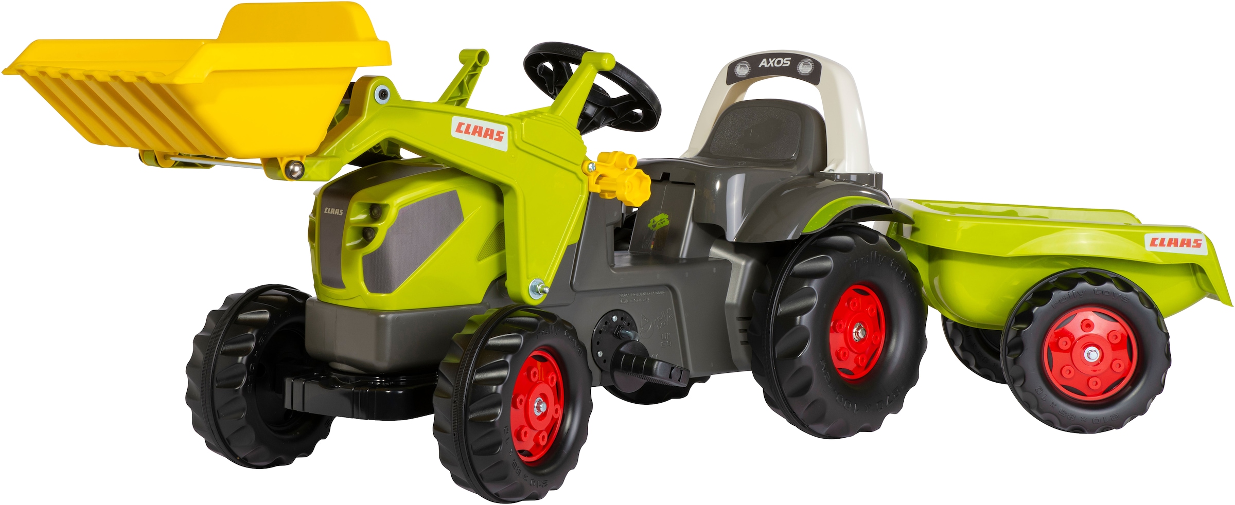 Image of rolly toys Trettraktor "rollyKid Claas Axos 240 mit Frontlader und Anhänger"