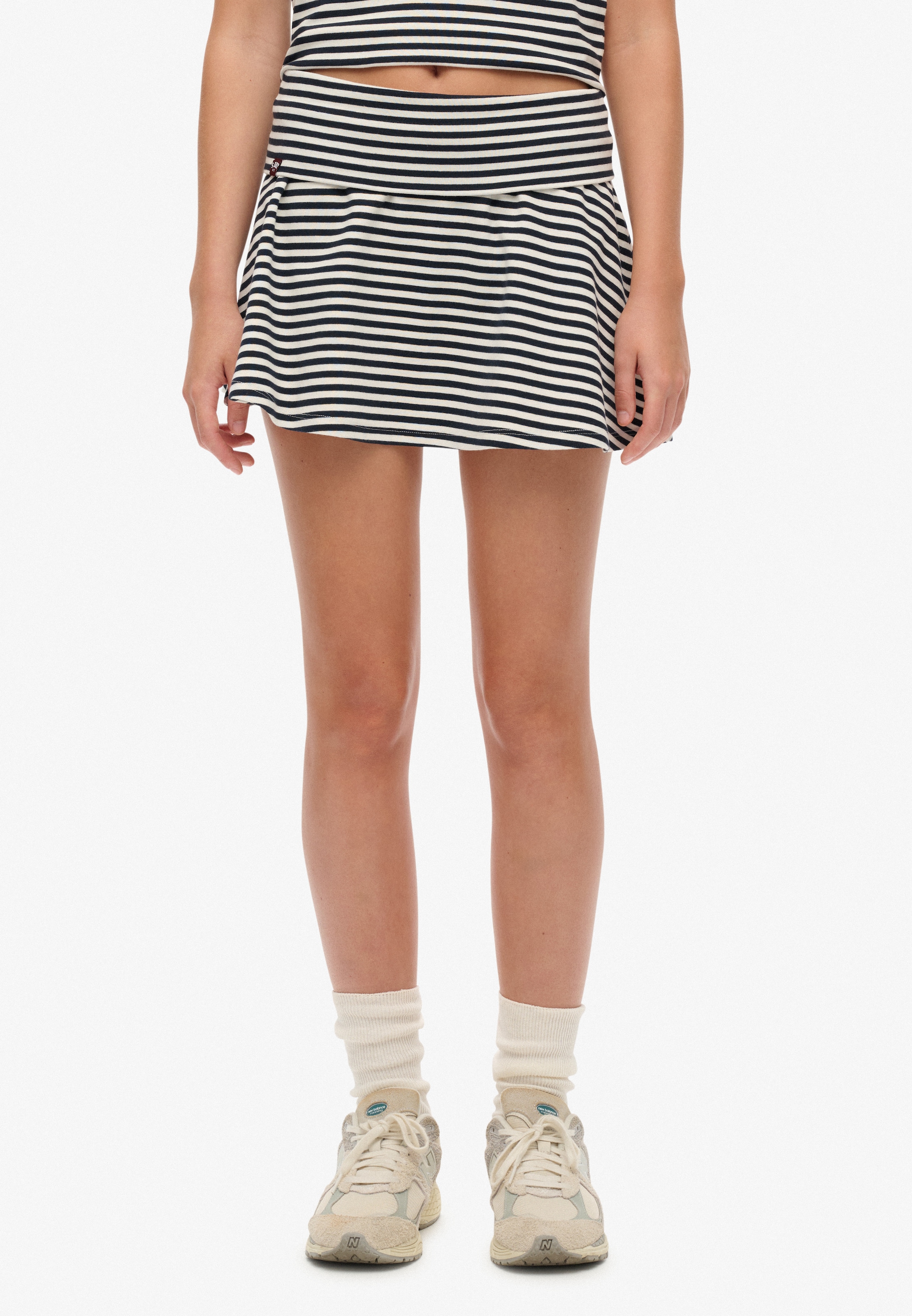 Image of Superdry Minirock "ATH ESS FOLD OVER SKIRT" aus Baumwollmischung, Regular Fit, mit Gummizug, gestreiftes Design