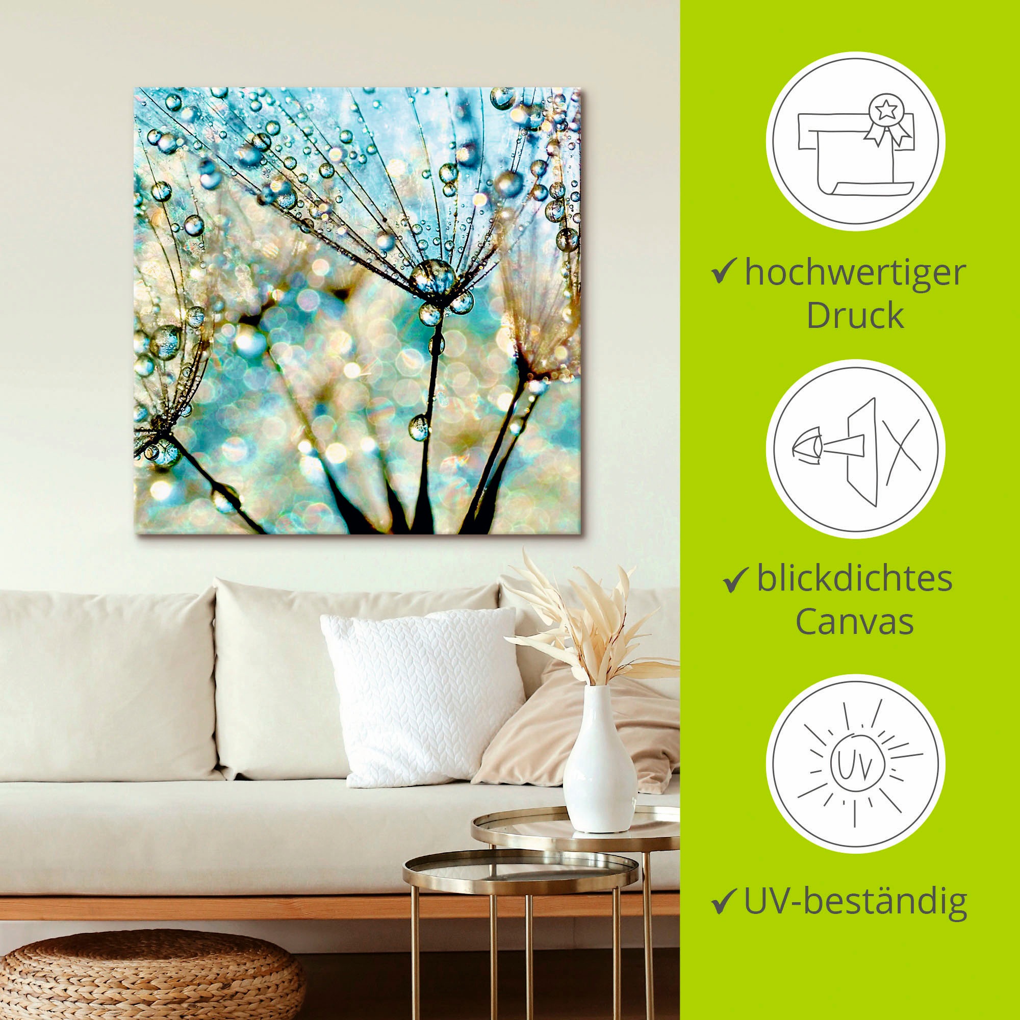 Artland Wandbild »Pusteblume Blaue Diamanten« Blumen 1 Stk. tlg. als Alubild, Outdoorbild, Leinwandbild, Poster, Wandaufkleber