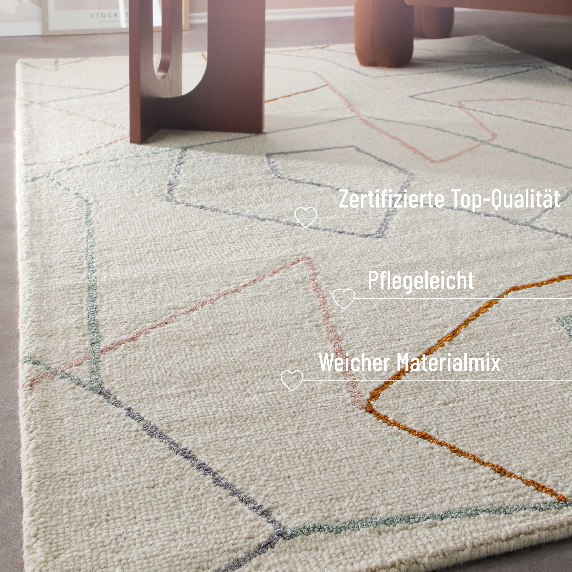 Wecon home Teppich »Nox« rechteckig 6 mm Höhe Wollteppich, abstrakt, hochwertig, handgetuftet, robust, modern