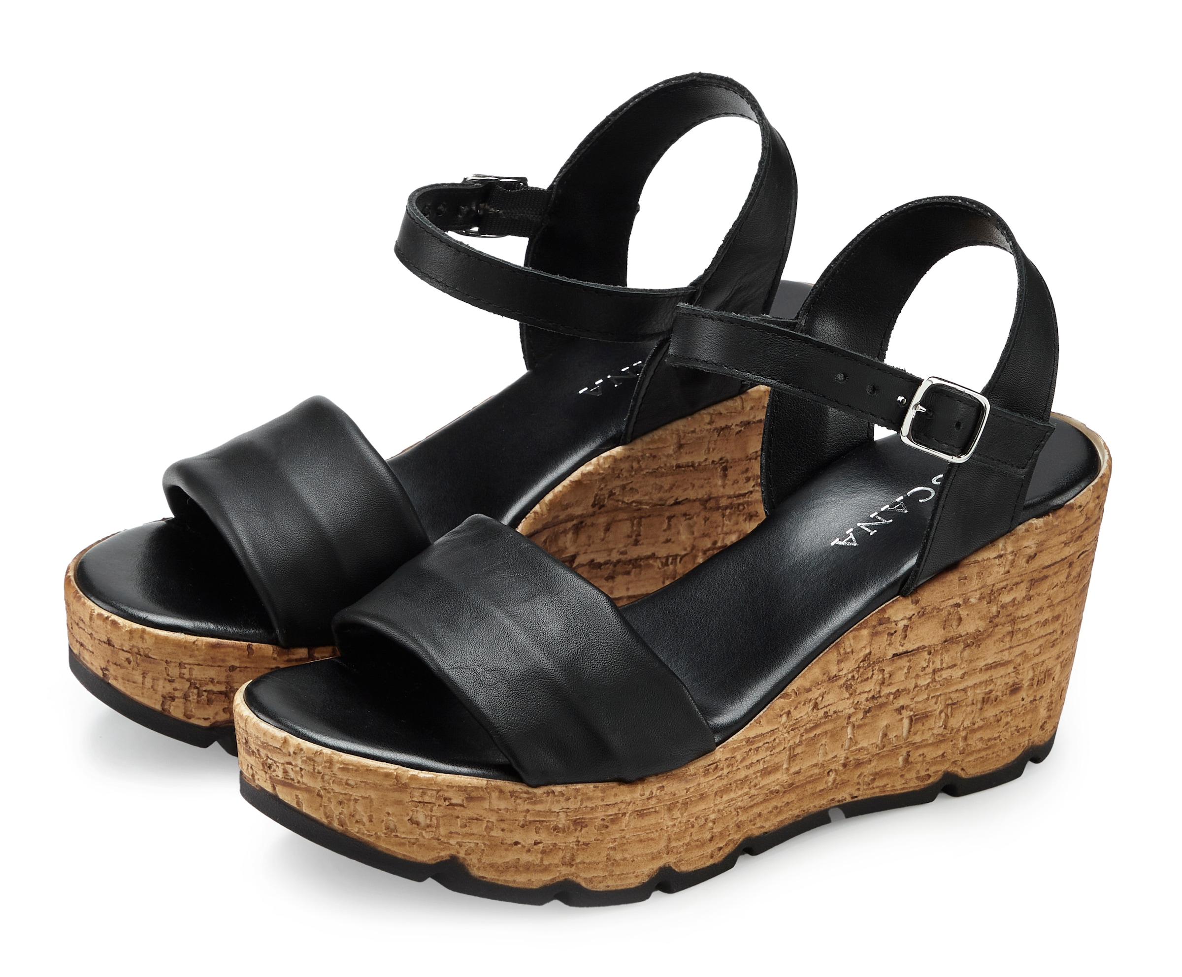 Image of LASCANA Sandalette "Sommerschuh, offener Schuh, Sandale, Keilsandalette," NEU aus Leder mit Keilabsatz