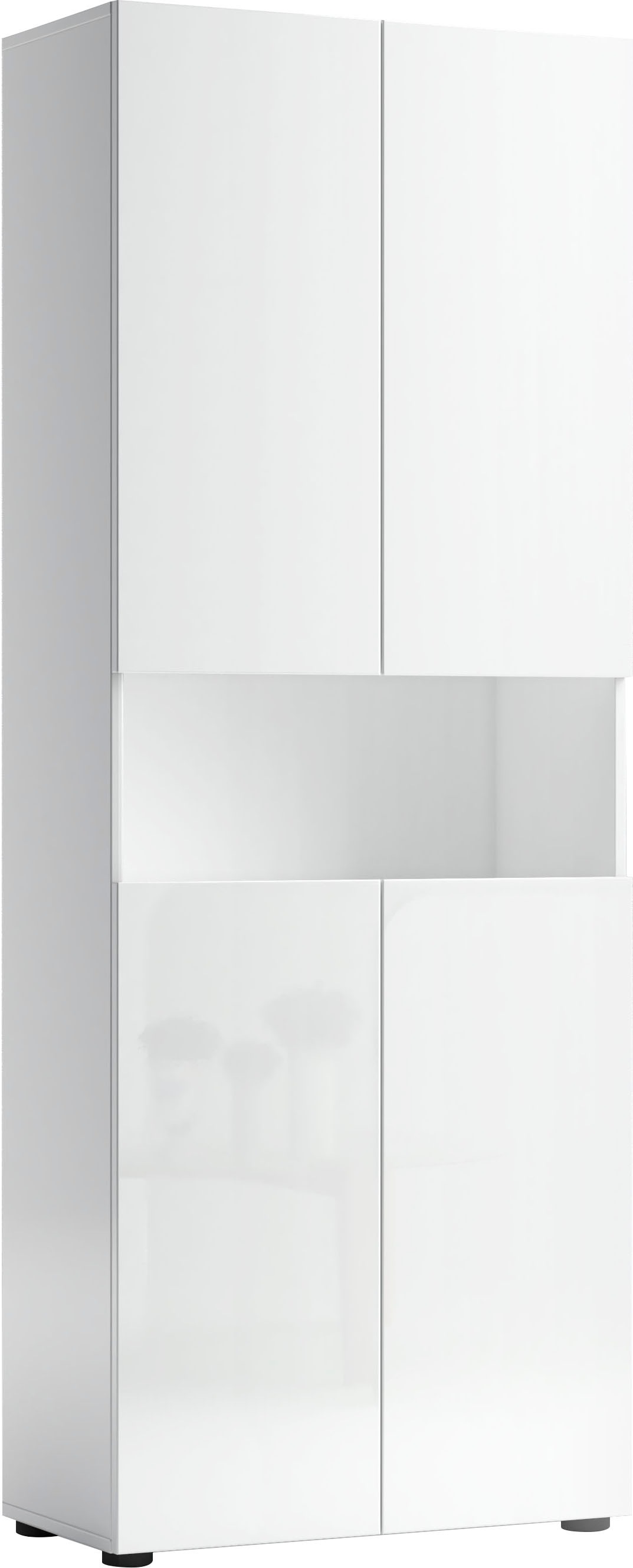 Image of welltime Hochschrank "MISTER, Hochschrank mit 6 geschlossenen und 1 offenen Fach" Made in Italy,Hochglanz lackiert, Höhe 180 cm, mit Soft-Close Funktion