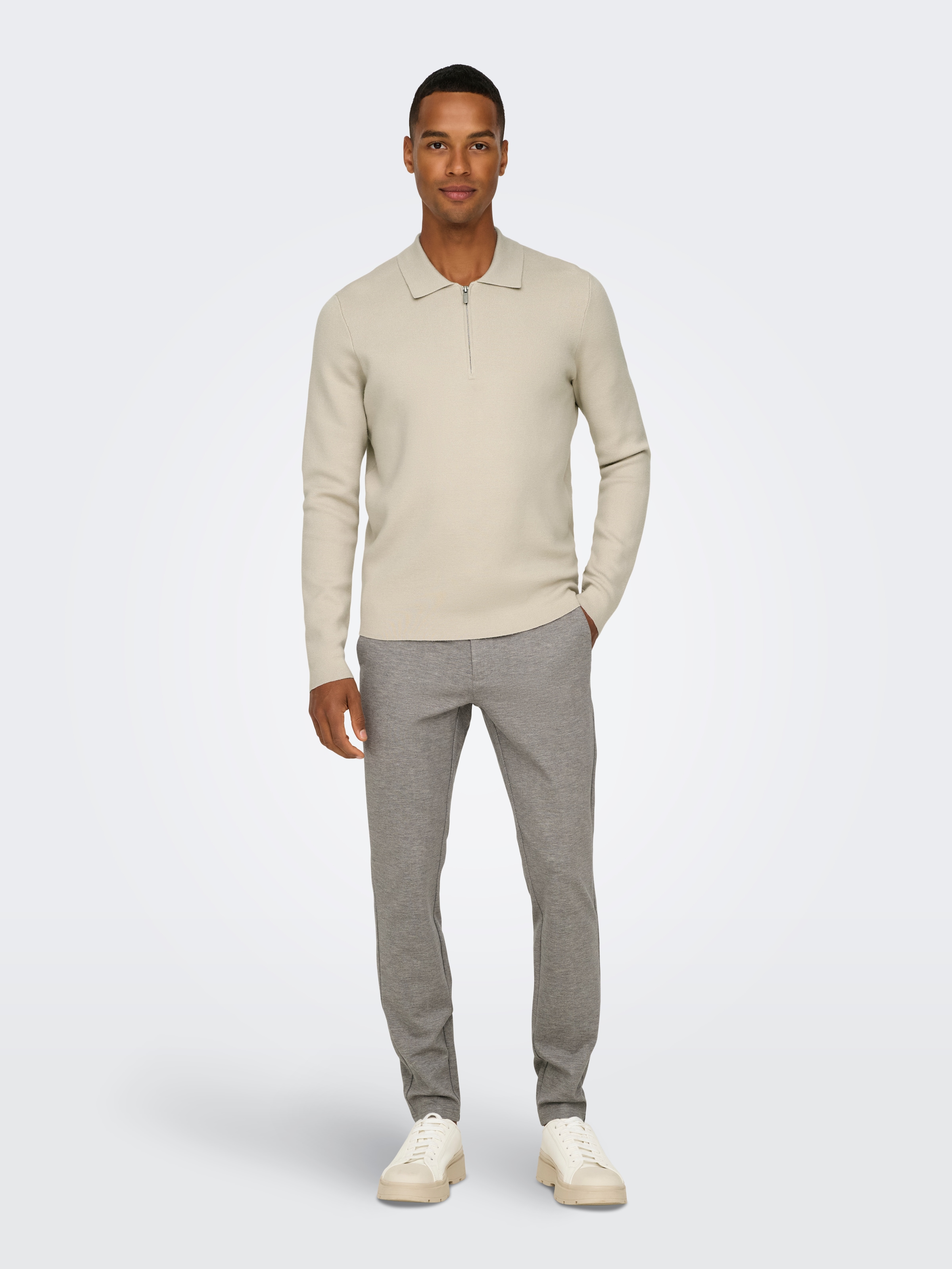 ONLY & SONS Polokragenpullover »ONSCOOPER REG LS 12 HALF ZIP POLO«