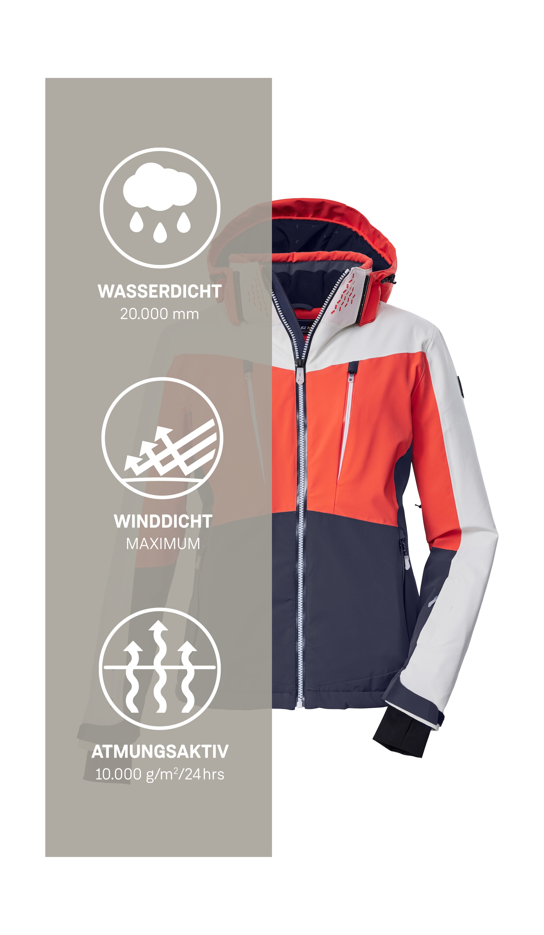 Killtec Veste de ski »KSW 43 WMN SKI JCKT« Hochfunktionale Skijacke, wasserdicht, atmungsaktiv, 4-Wege-Stretch