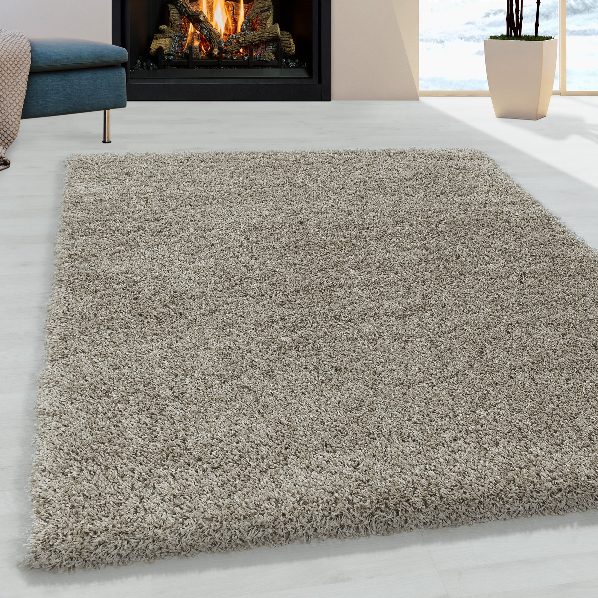 Ayyildiz Teppiche Hochflor-Teppich »SYDNEY 3000«, rechteckig, 50 mm Höhe, Shaggy, Langflor, uni, auch in rund, Wohnzimmer